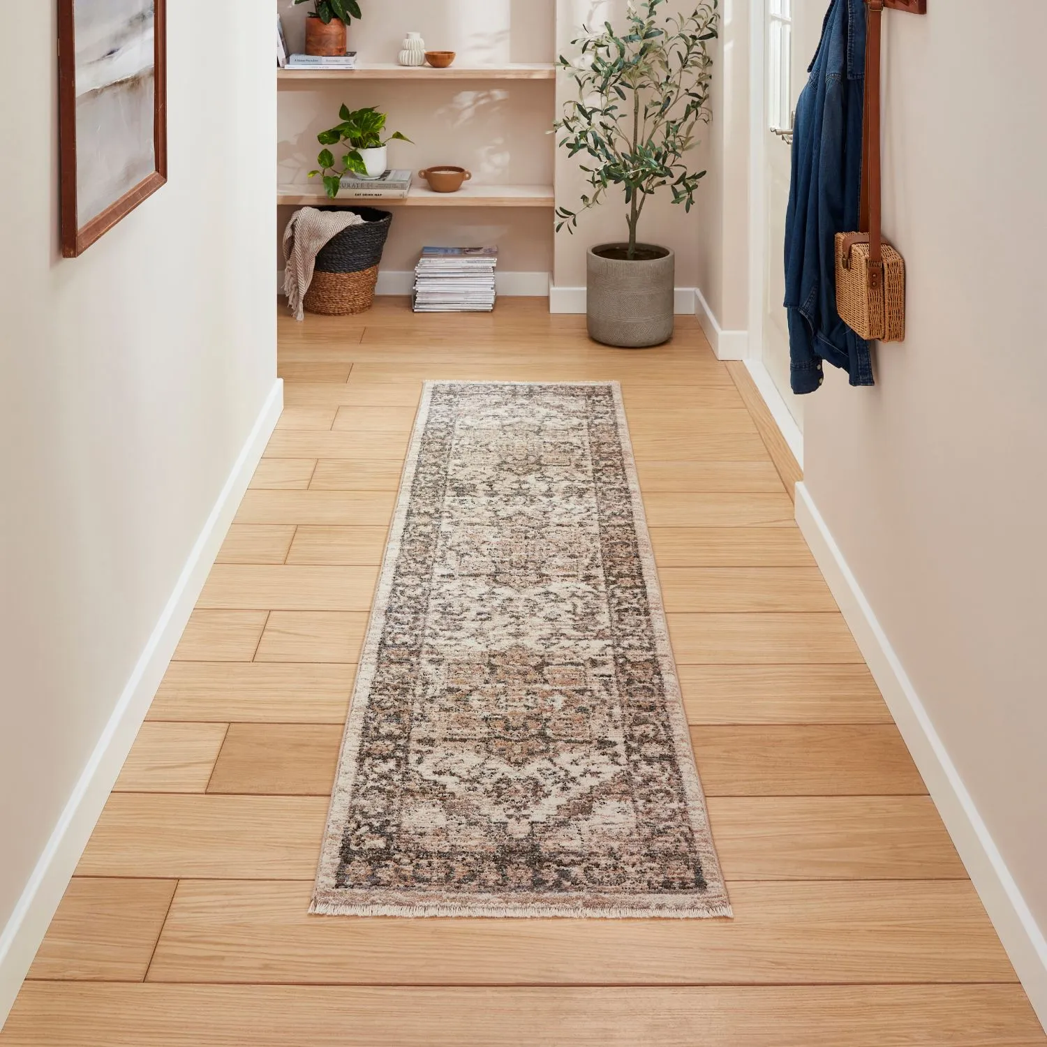 Runner Rug Traditional Design - Green, Polypropylene