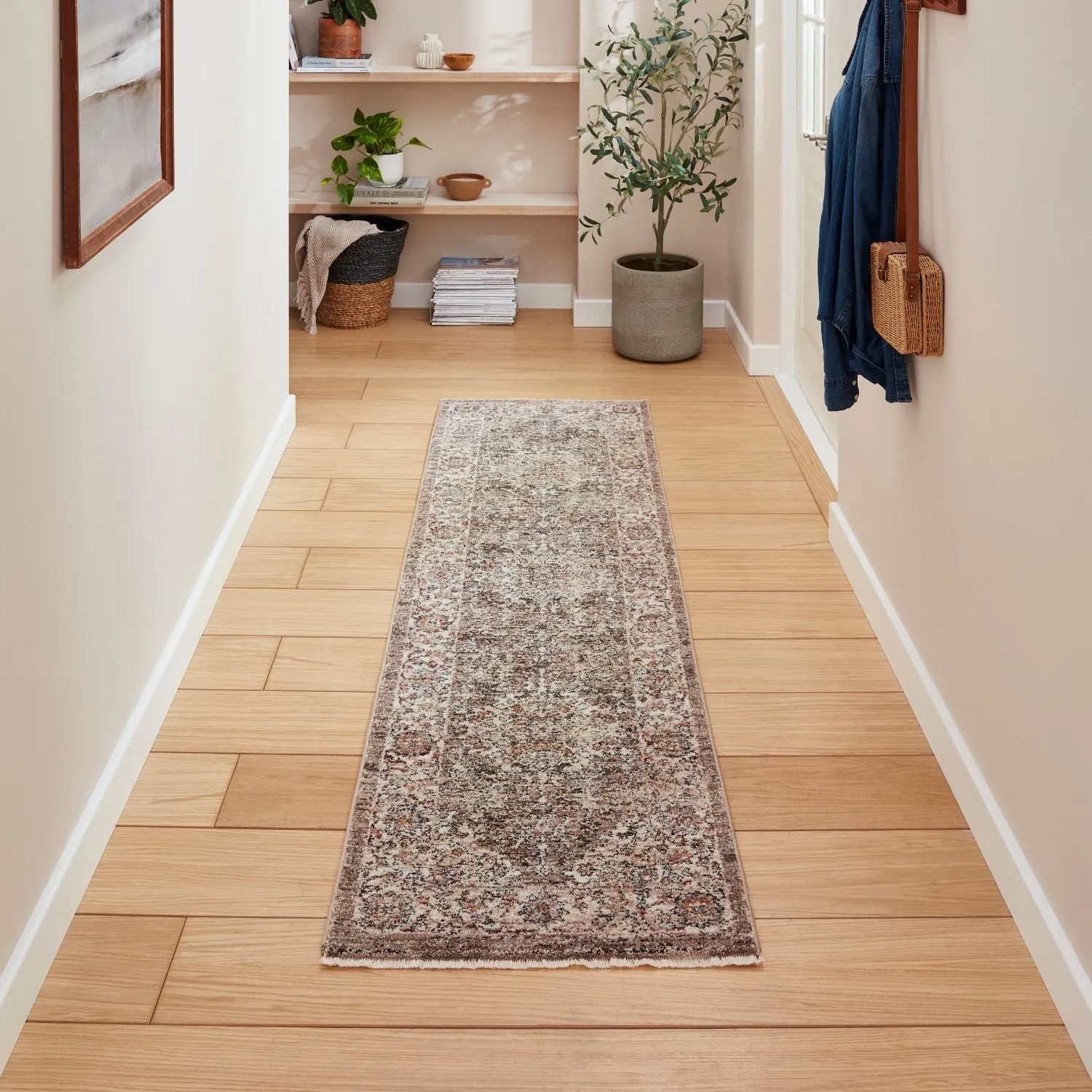 Runner Rug Traditional Design - Grey, Polypropylene