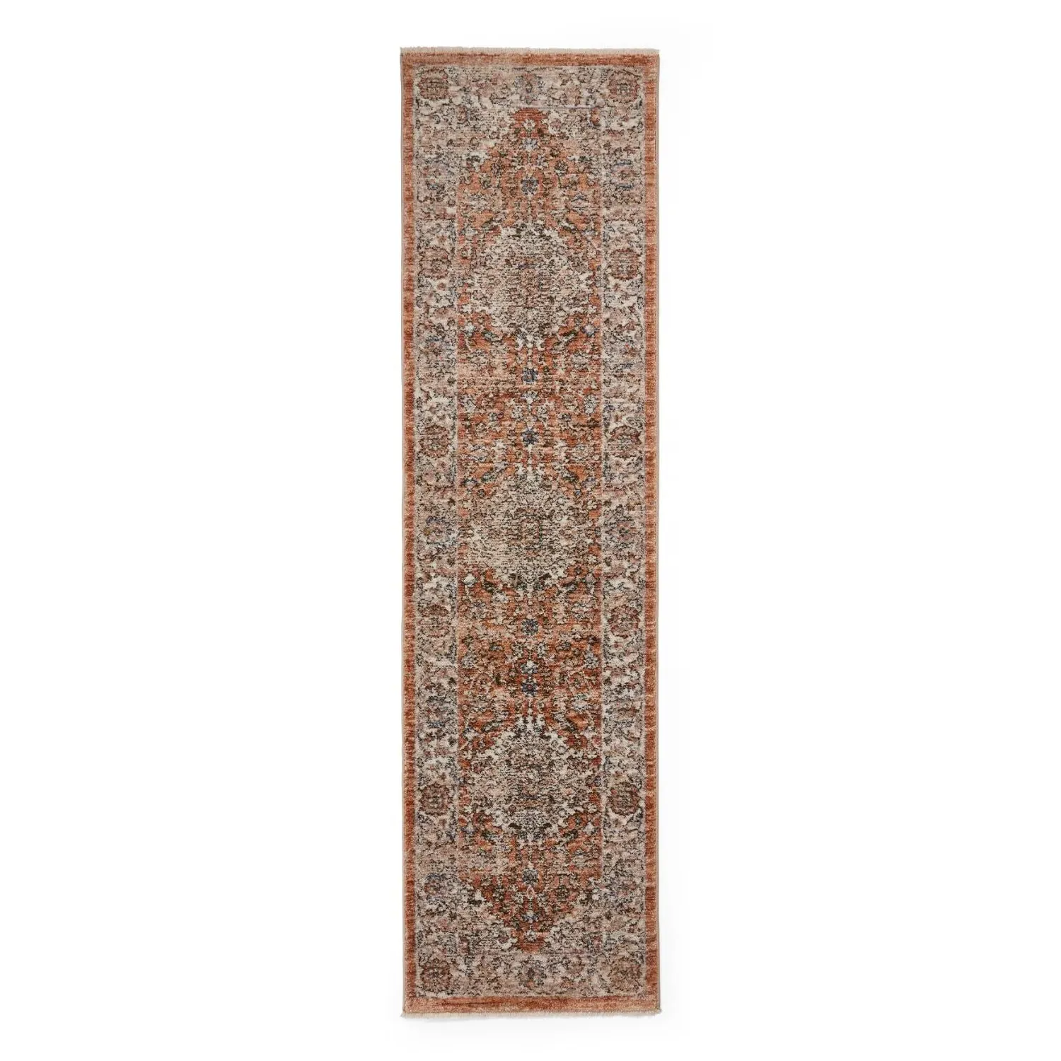 Runner Rug Traditional Design - Orange, Polypropylene