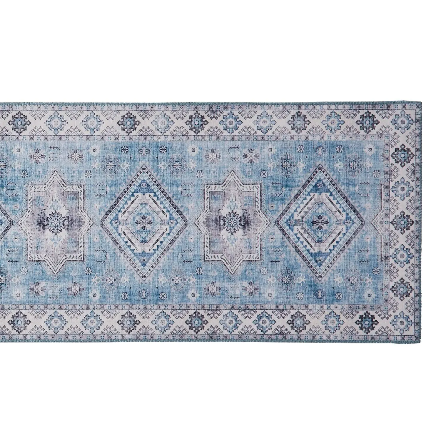 Runner Rug with Flat Weave - Blue, Chenille image