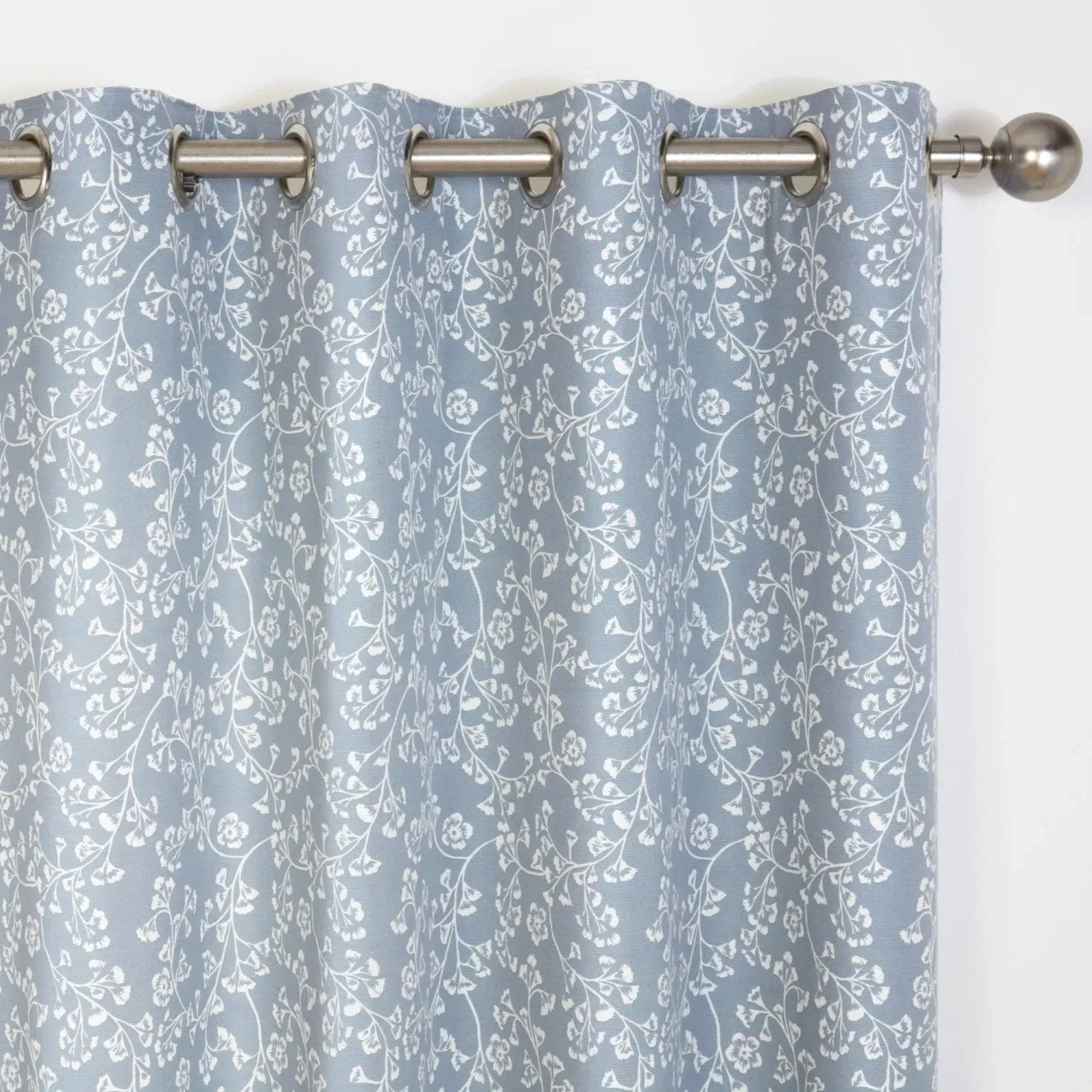 Floral Eyelet Curtains - Blue alternate view