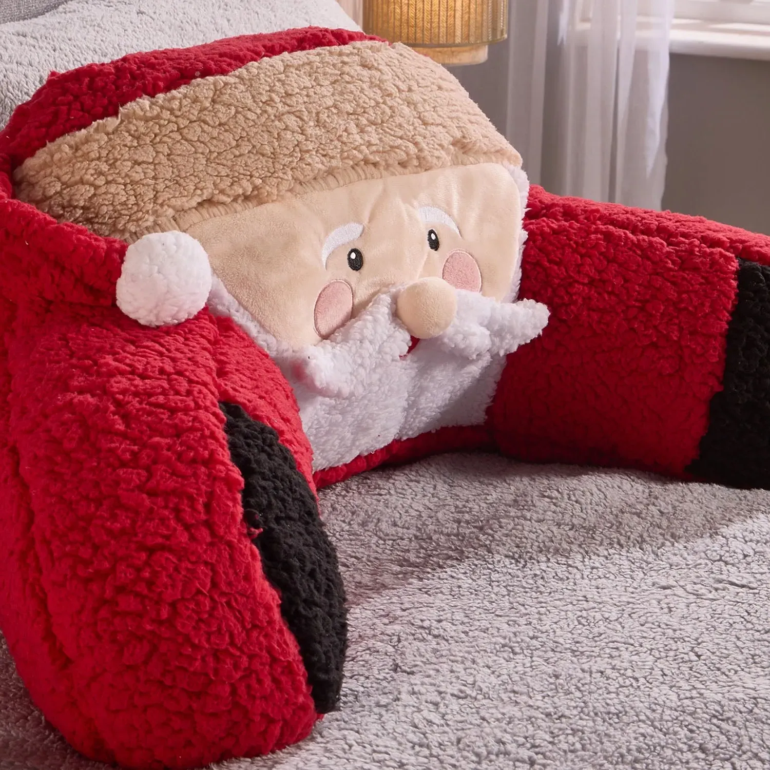 Santa Cuddle Cushion - Red, Fleece image