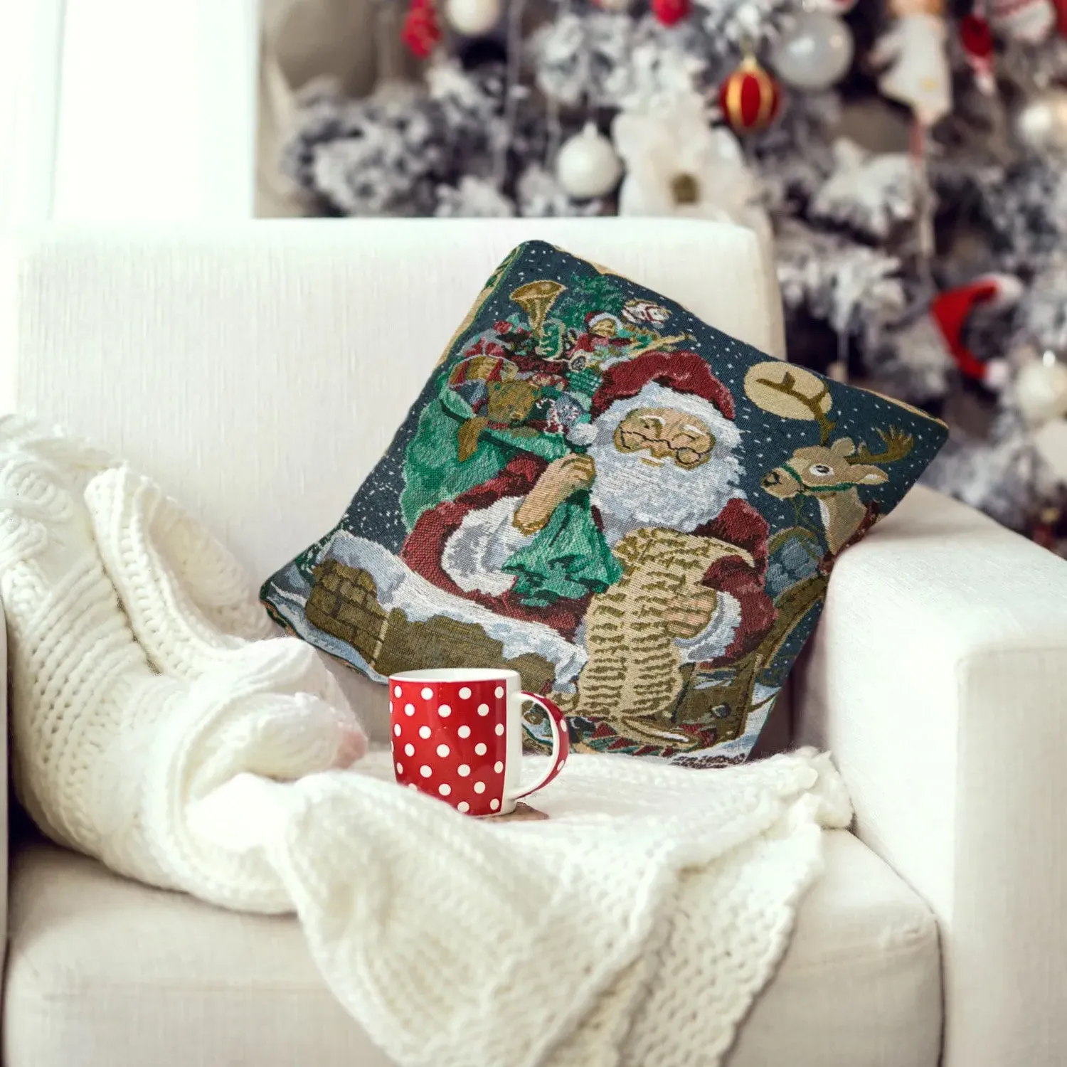 Santa Tapestry Cushion Cover Pair - Multi, Tapestry image