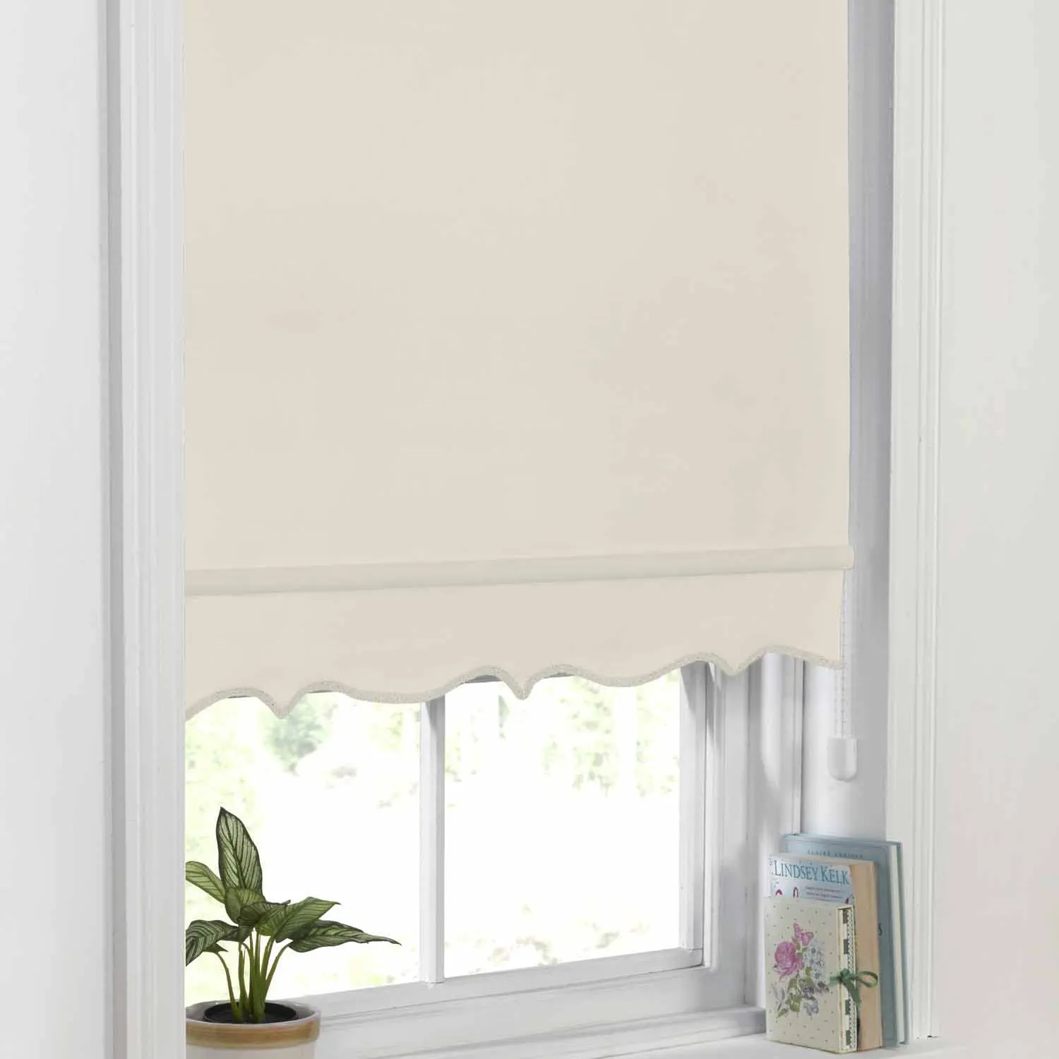 Scalloped Roller Blind W60cm - Cream, Polyester product