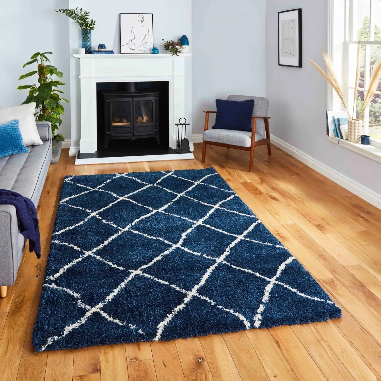 Berber Area Rug - Navy Blue, Polypropylene by Julian Charles
