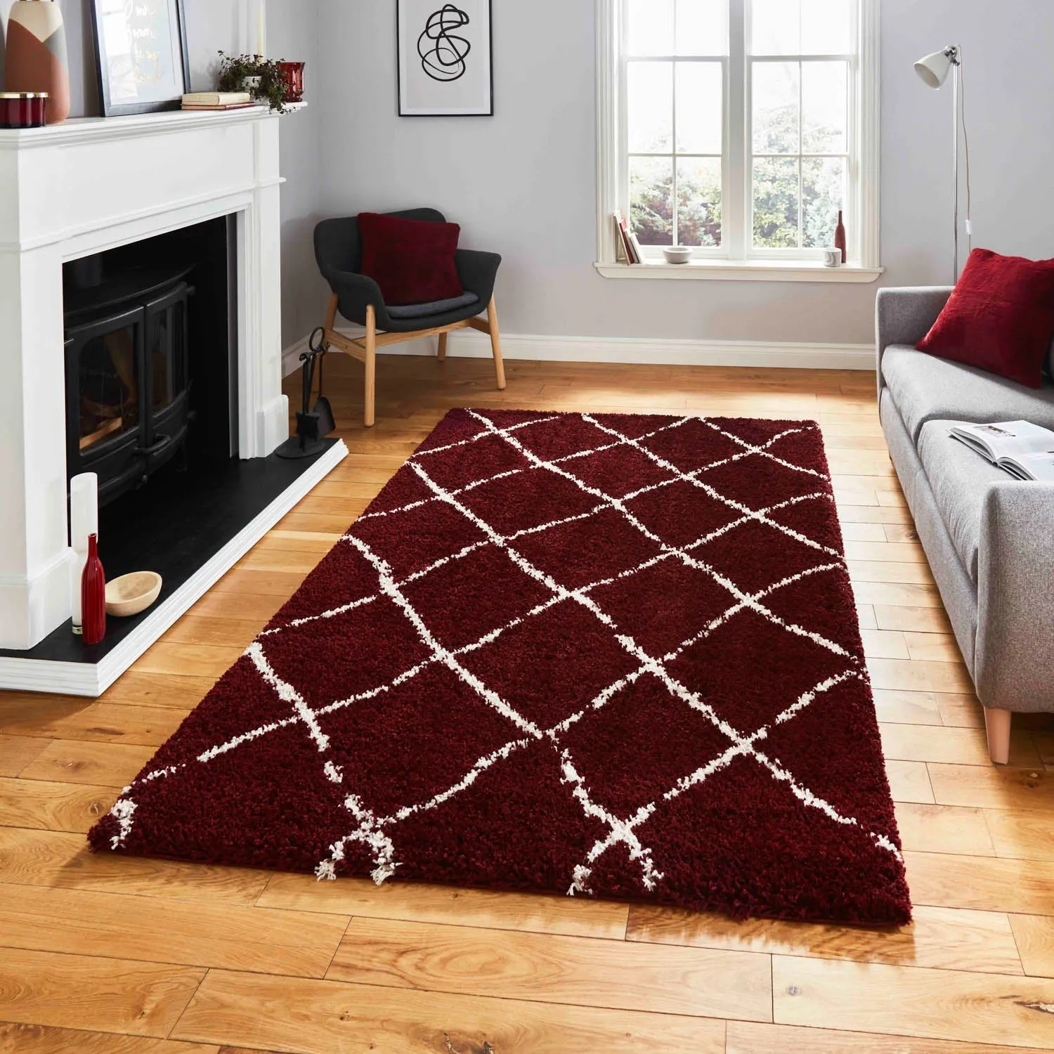 Berber Area Rug - Red, Polypropylene by Julian Charles