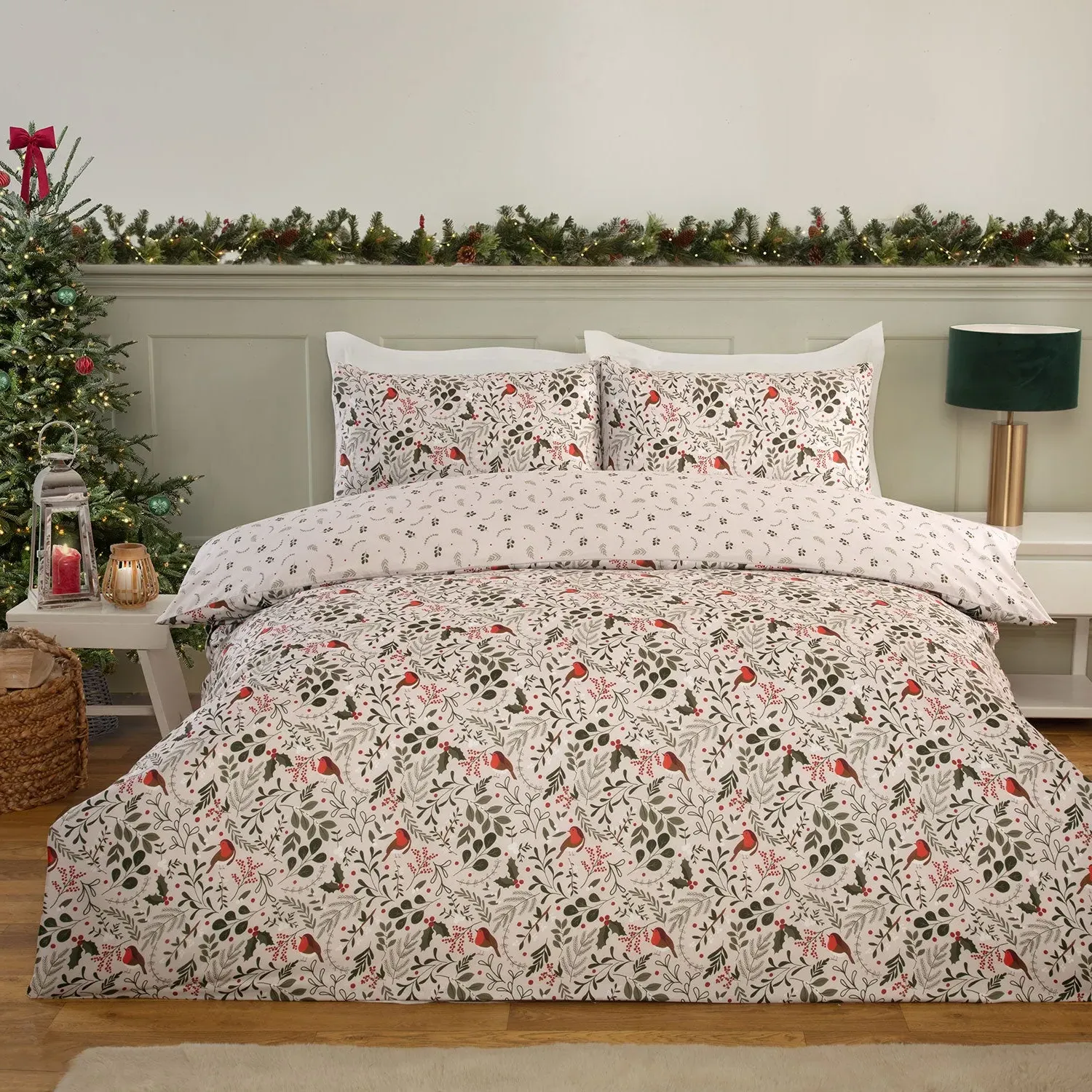 Scandi Robin Super King Duvet Set - Natural by Julian Charles