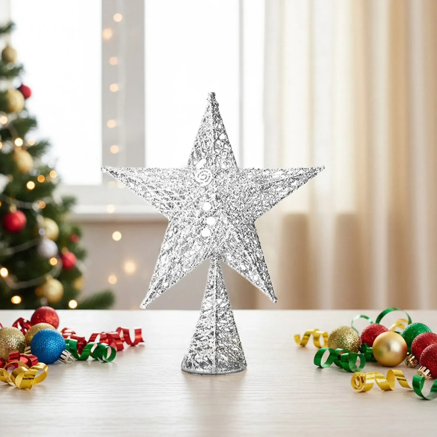 Sequin Star Christmas Tree Topper - Silver by Julian Charles, image 2
