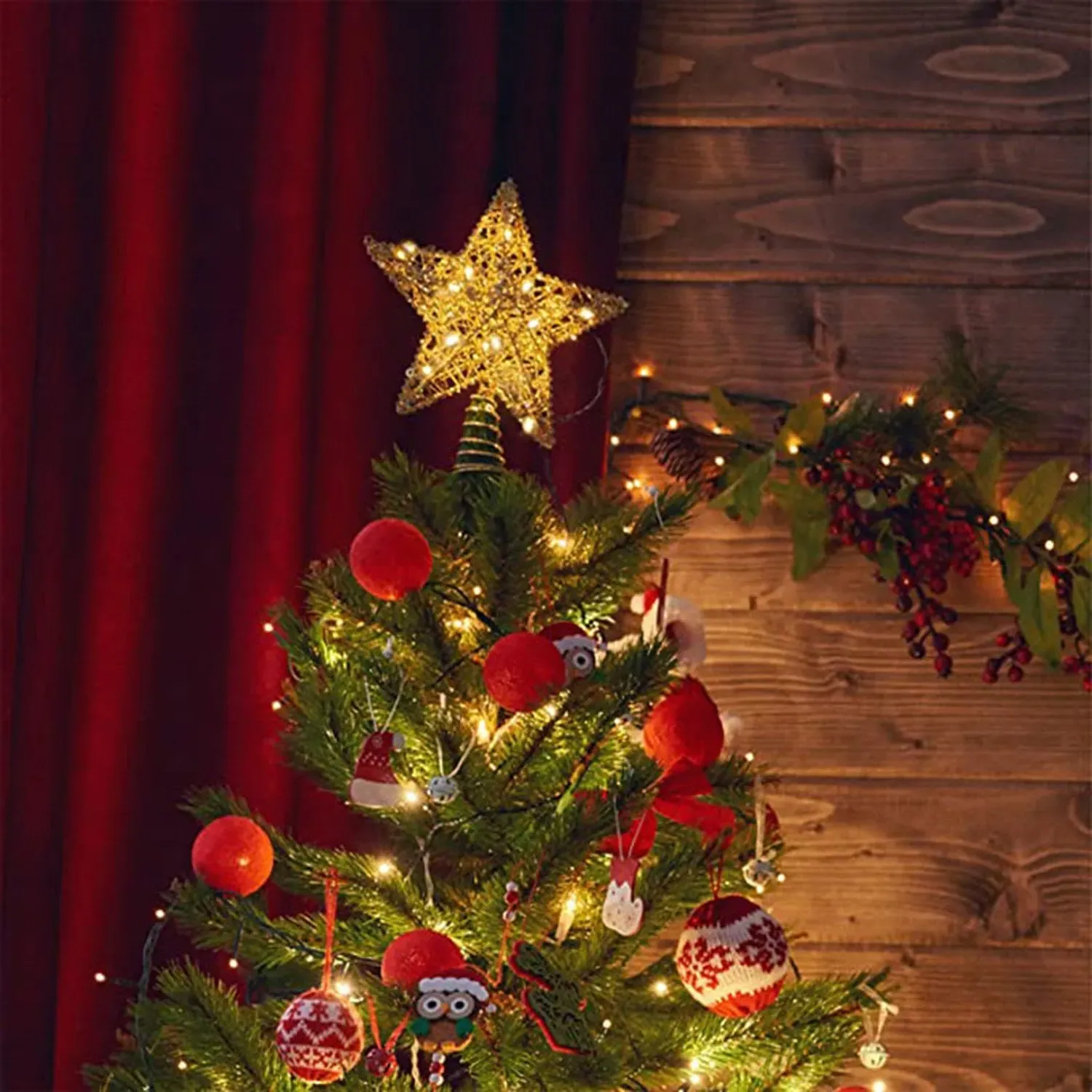 Sequin Star Tree Topper with LED Lights - Gold by Julian Charles, image 2