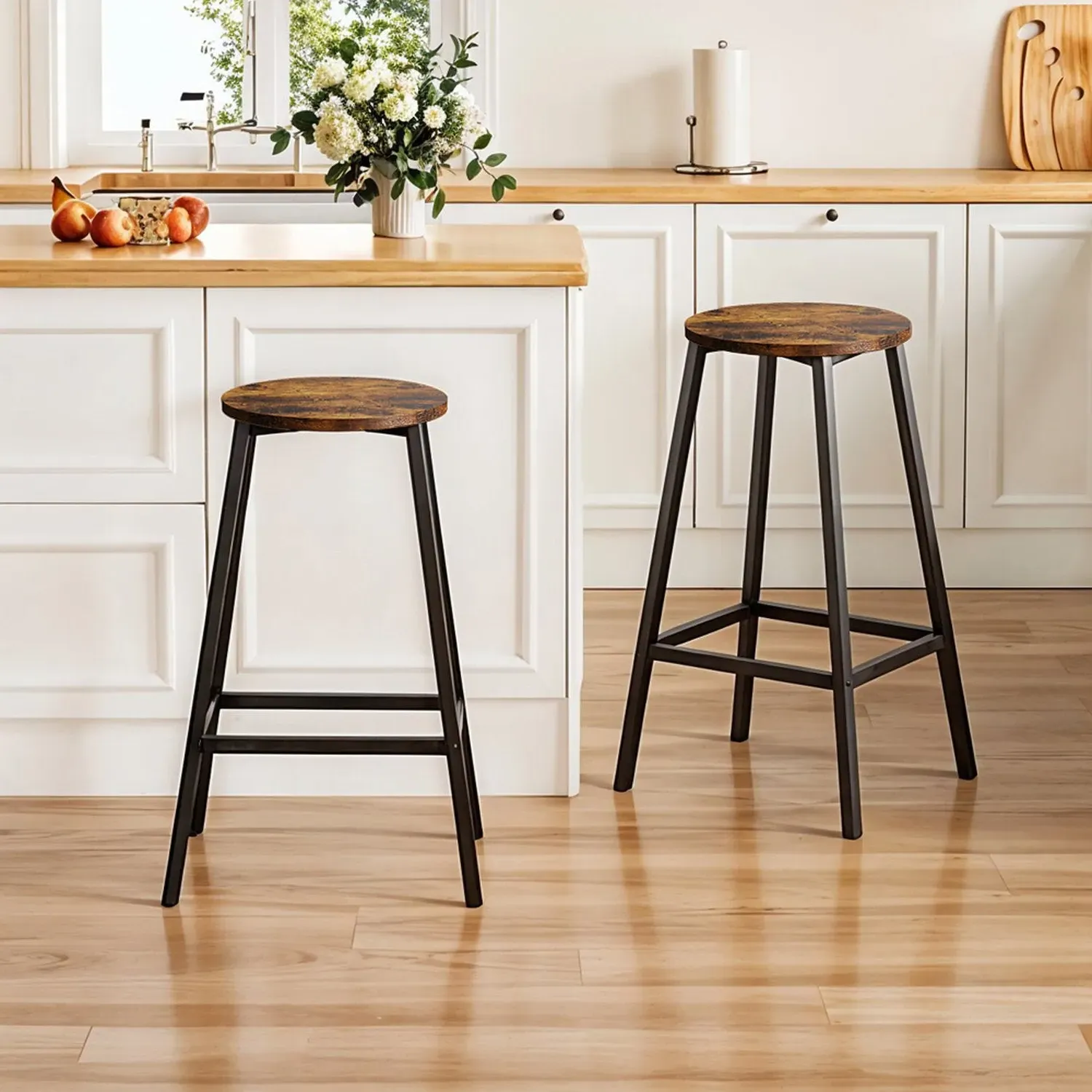 Set of 2 Bar Stools - Brown, Metal by Julian Charles, image 2