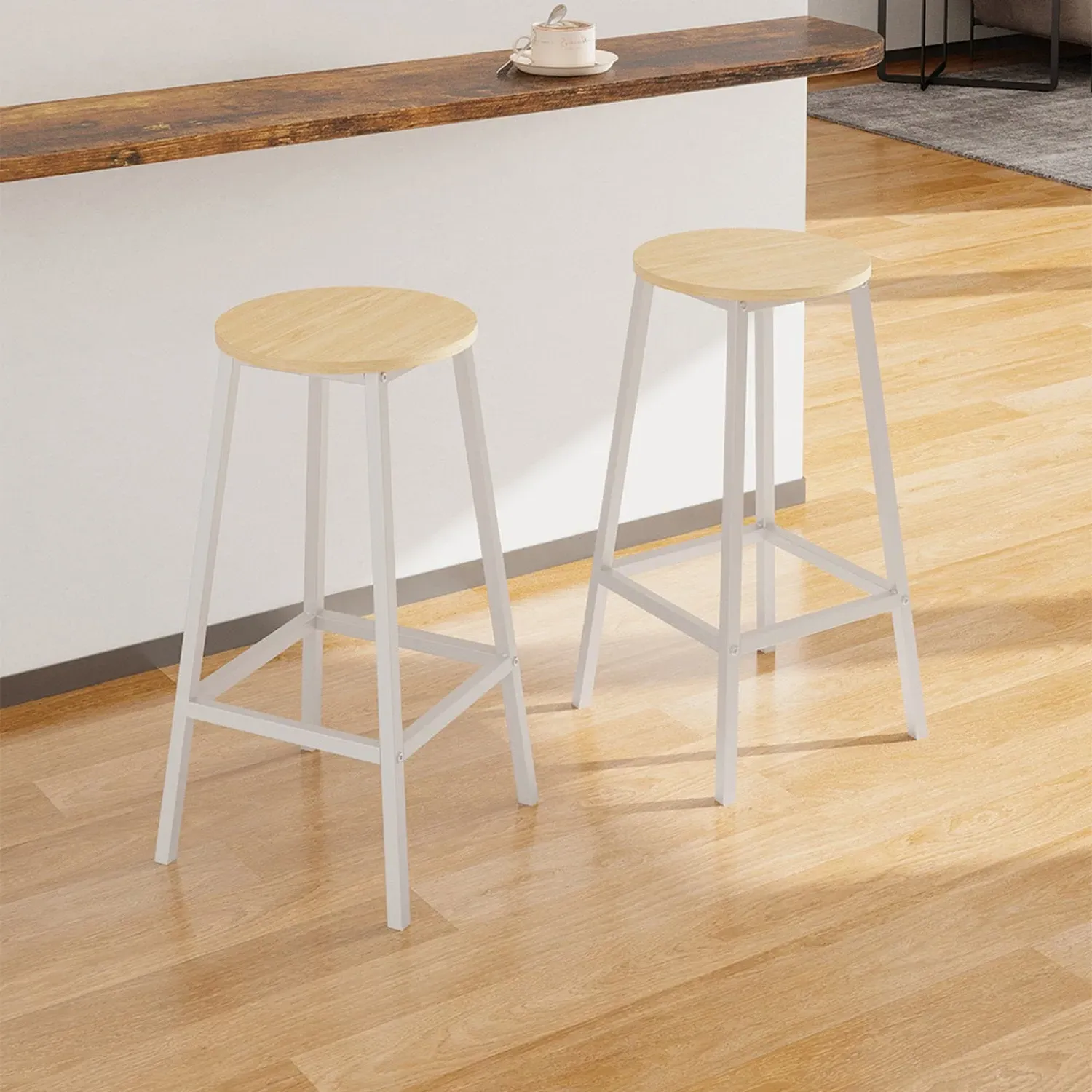Set of 2 Bar Stools - Natural, Metal by Julian Charles, image 2