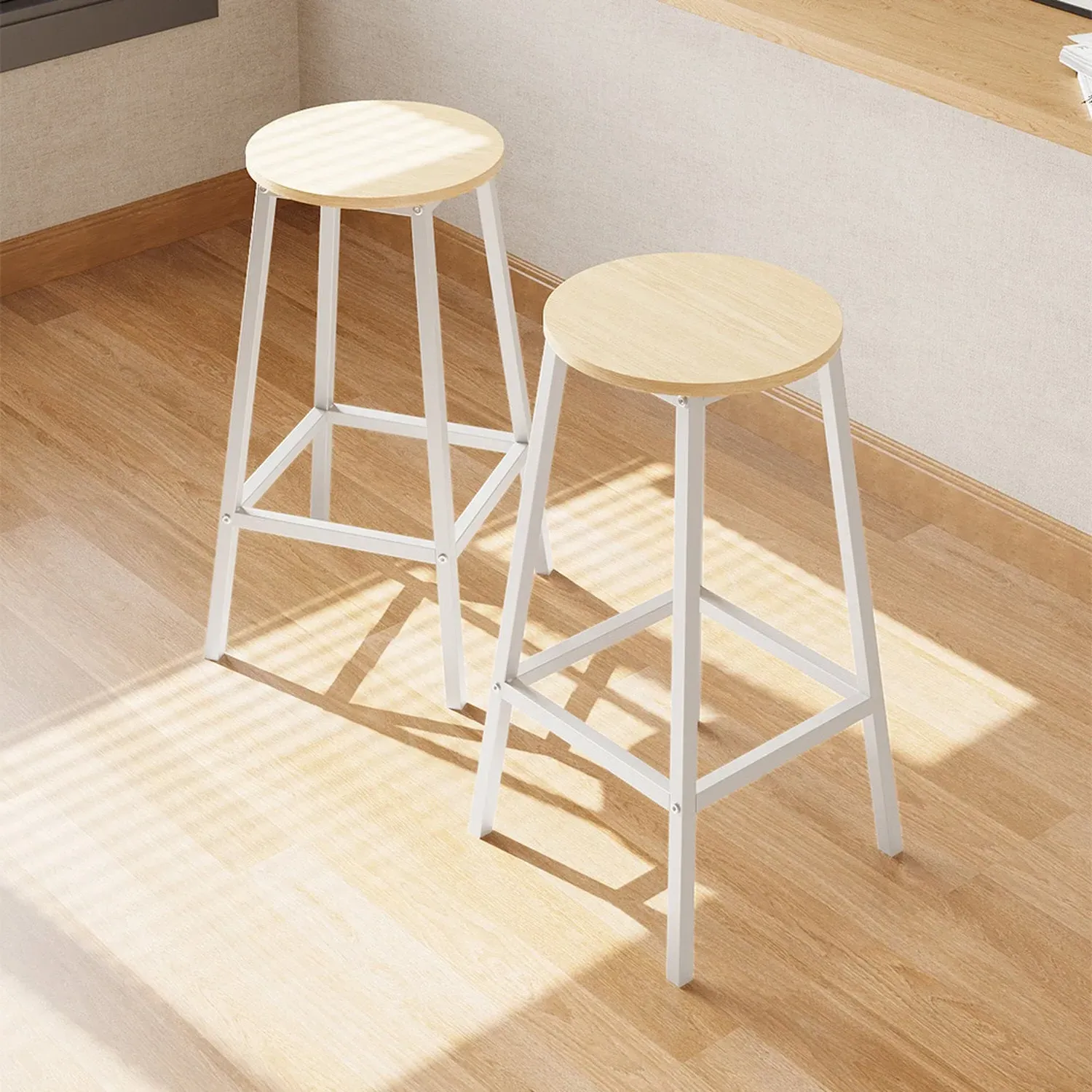 Set of 2 Bar Stools - Natural, Metal by Julian Charles