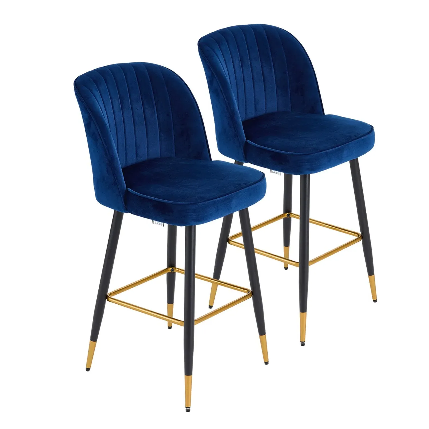 Set of 2 Bar Stools with Footrest - Royal Blue by Julian Charles
