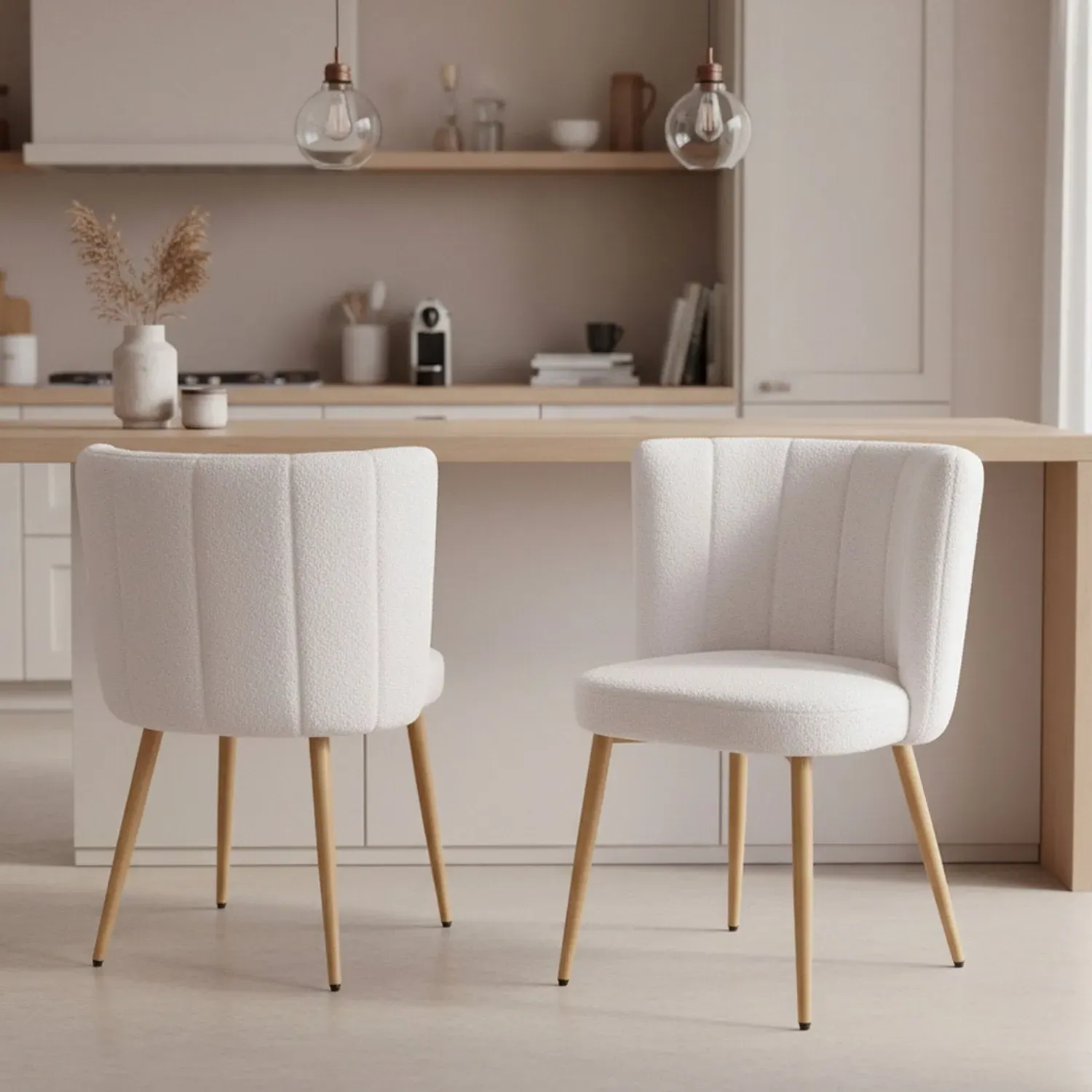 Set of 2 Dining Chairs - White, Teddy Fleece by Julian Charles, image 2