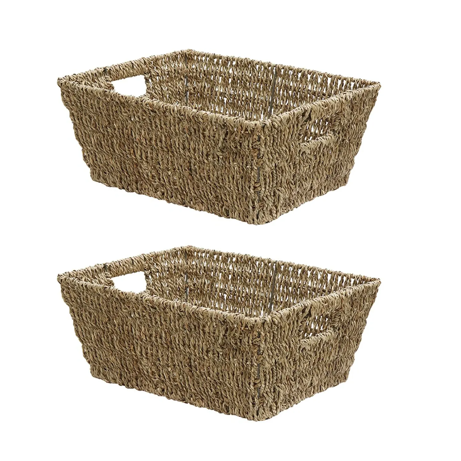 Set of 2 Rectangular Storage Baskets - Brown, Seagrass product