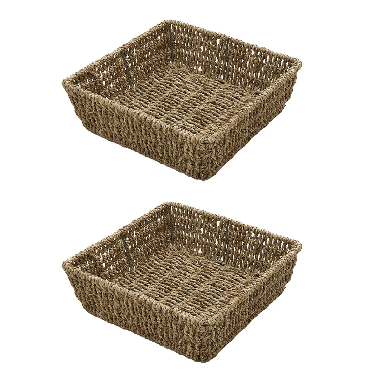 Set of 2 Seagrass Square Storage Trays - Brown product