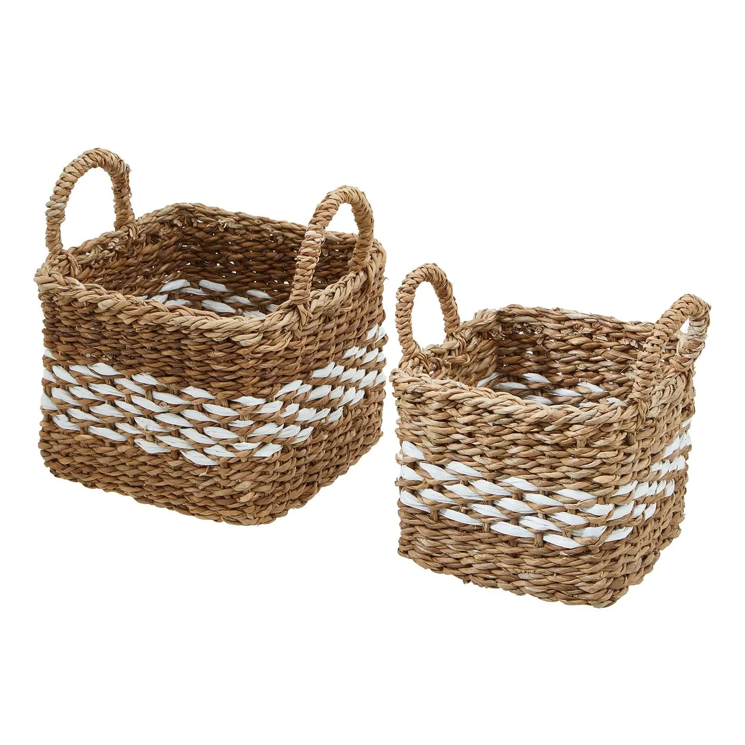Set of 2 Square Storage Baskets - Natural Seagrass