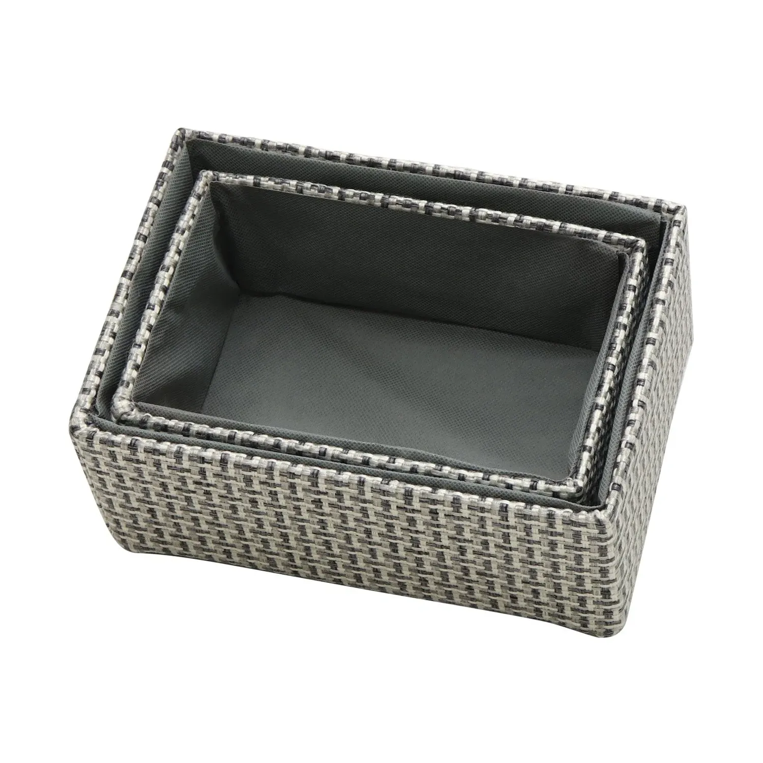 Set of 2 Storage Baskets - Grey, Fabric