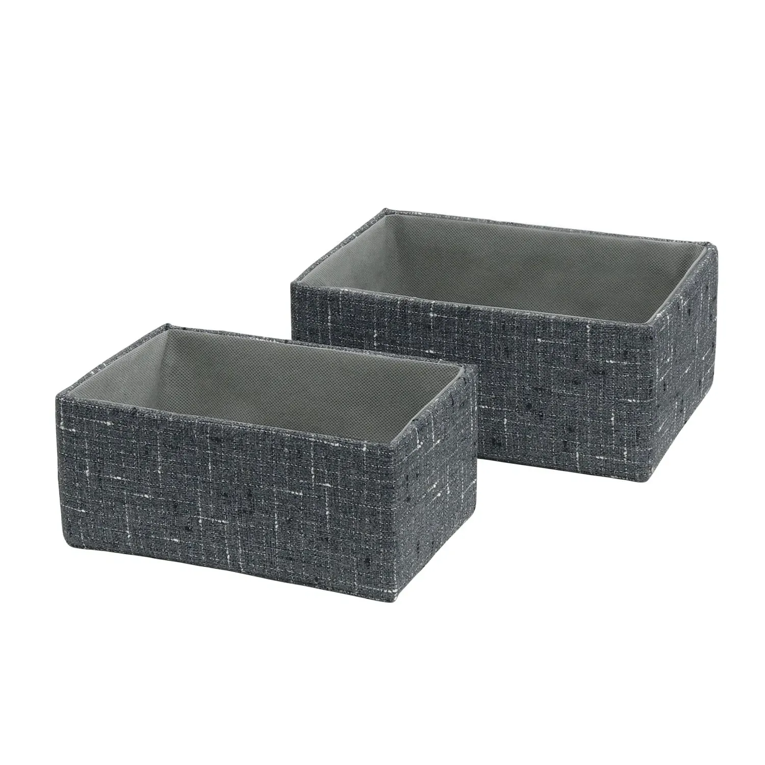 Set of 2 Storage Baskets - Grey, Fabric