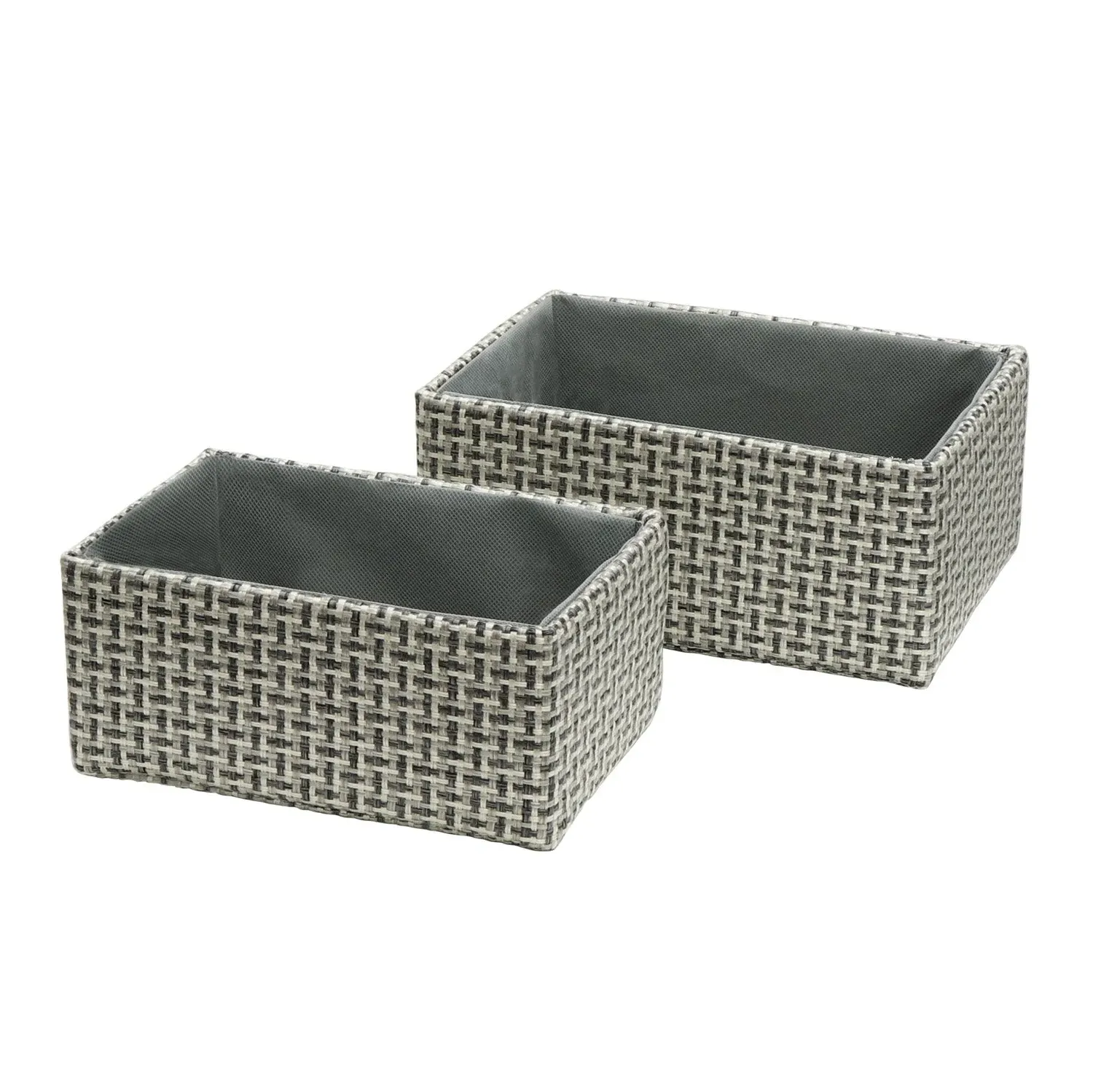Set of 2 Storage Baskets - Grey, Fabric image