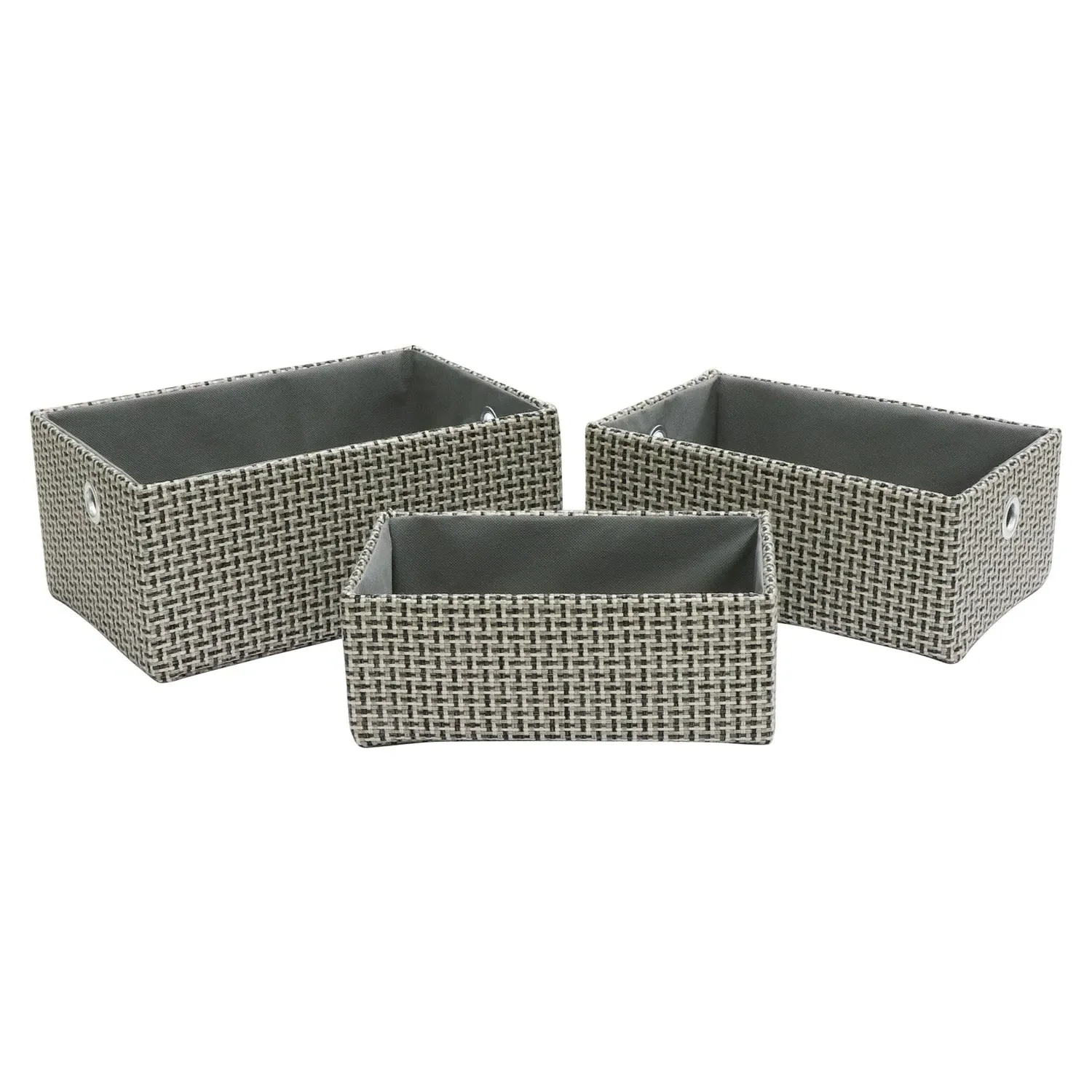 Set of 3 Storage Baskets - Grey, Fabric