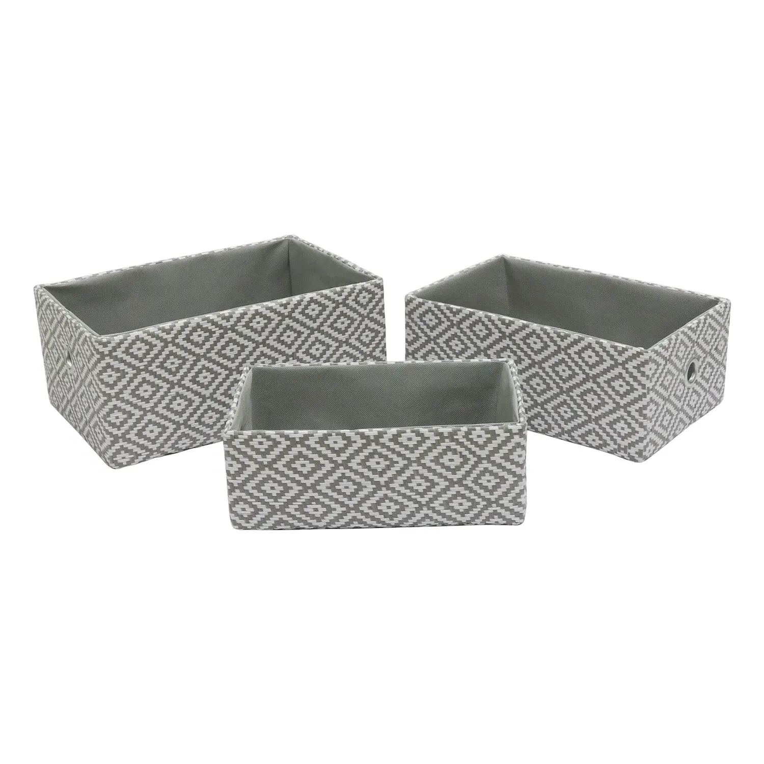 Set of 3 Storage Baskets - Grey, Paper