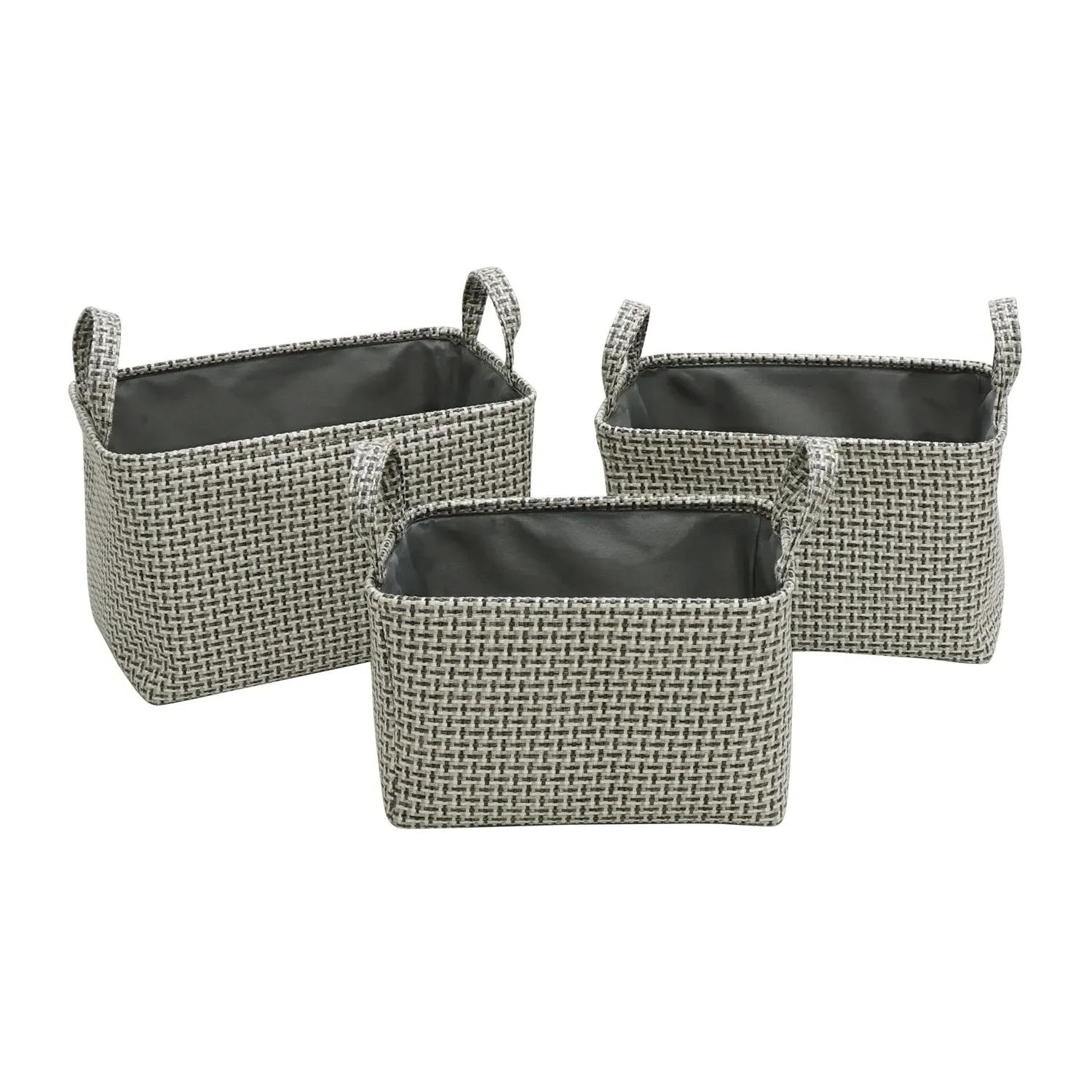 Set of 3 Storage Baskets with Handles - Grey