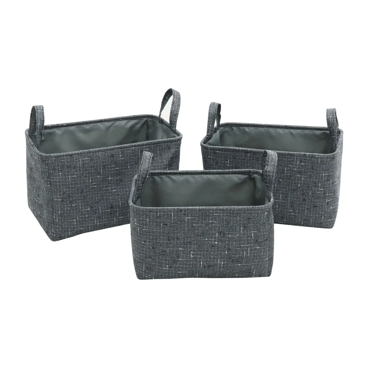 Set of 3 Storage Baskets with Handles - Grey