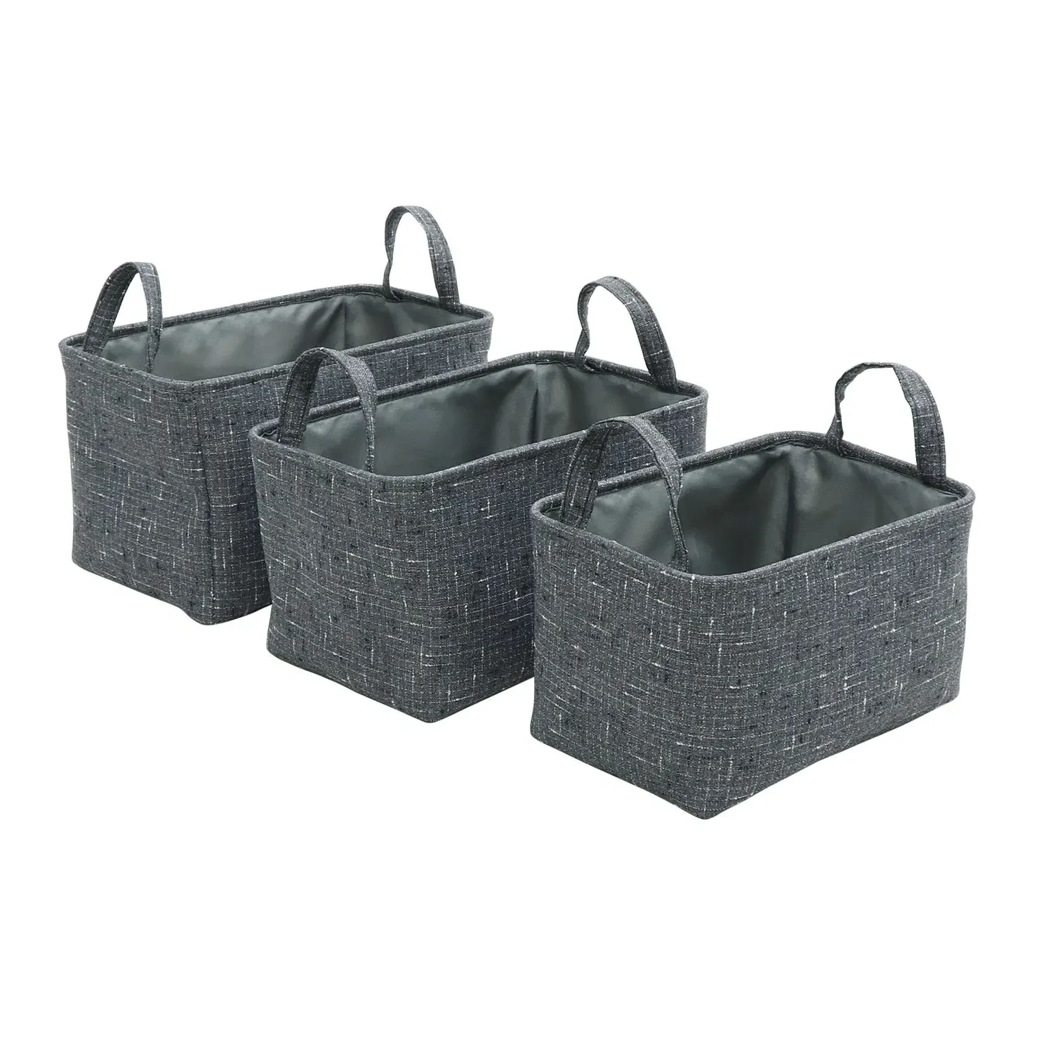 Set of 3 Storage Baskets with Handles - Grey