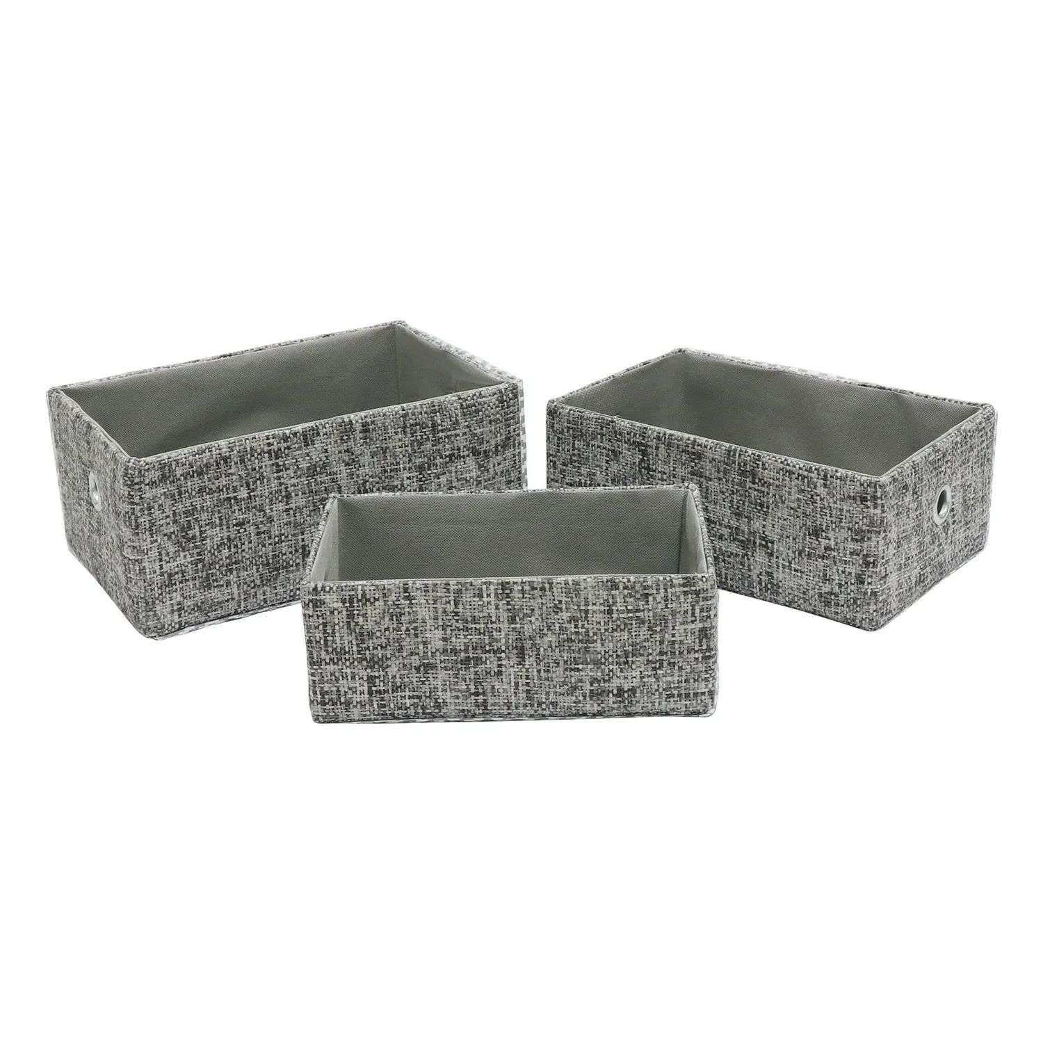 Set of 3 Storage Baskets with Handles - Grey