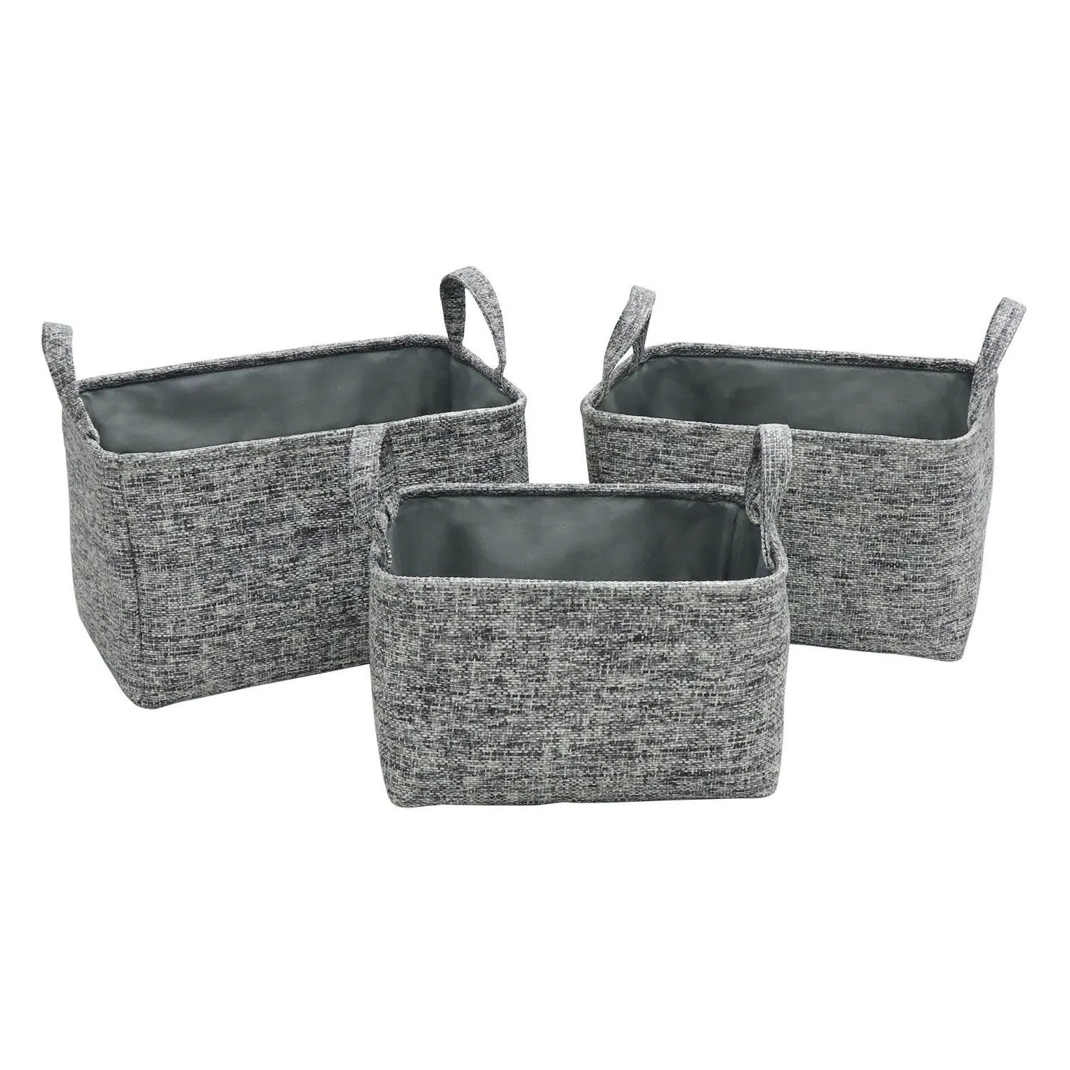 Set of 3 Storage Baskets with Handles - Grey