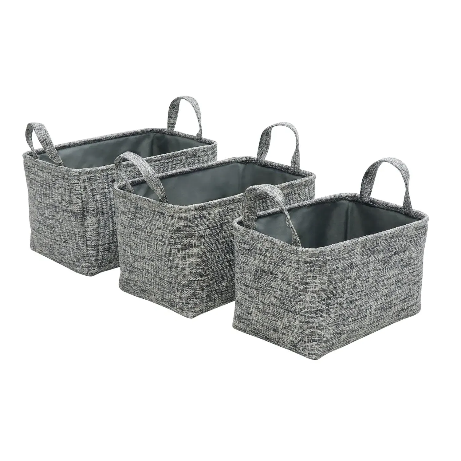 Set of 3 Storage Baskets with Handles - Grey