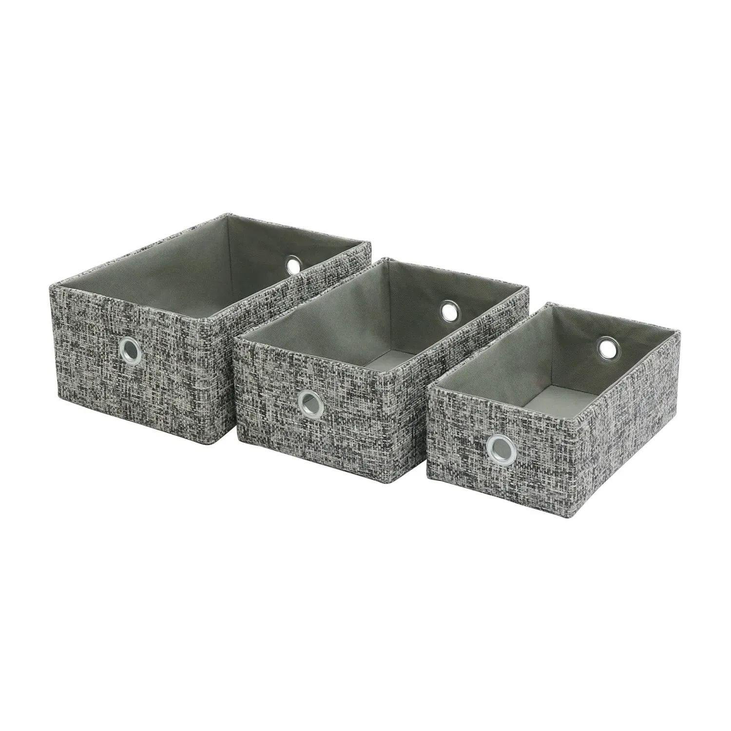 Set of 3 Storage Baskets with Handles - Grey