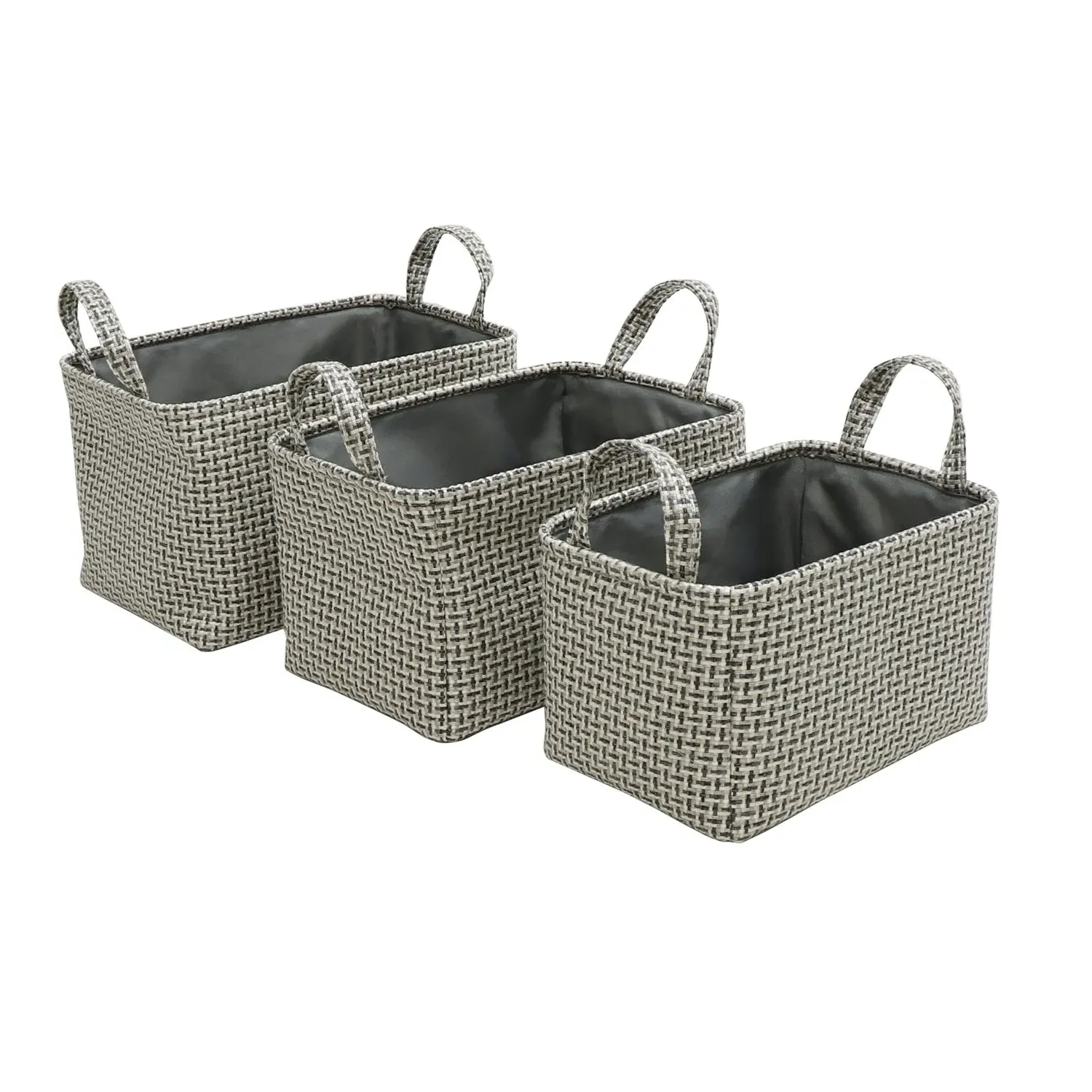 Set of 3 Storage Baskets with Handles - Grey
