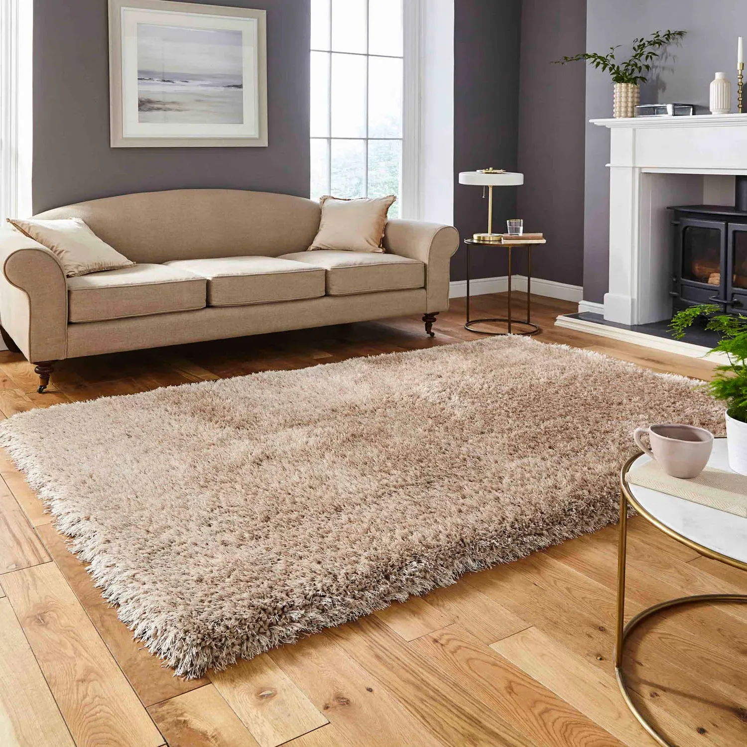 Shaggy Rug Hand-Tufted - Beige