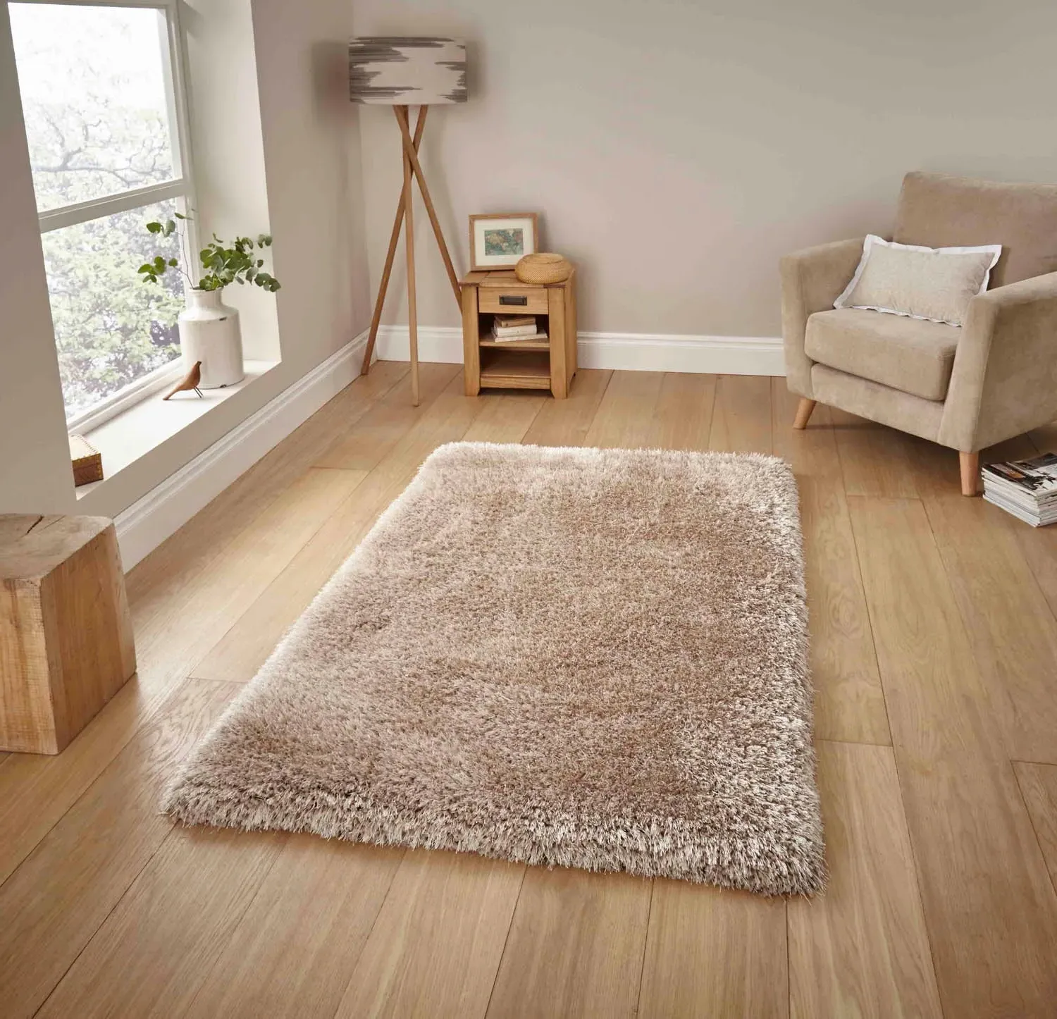 Shaggy Rug Hand-Tufted - Beige