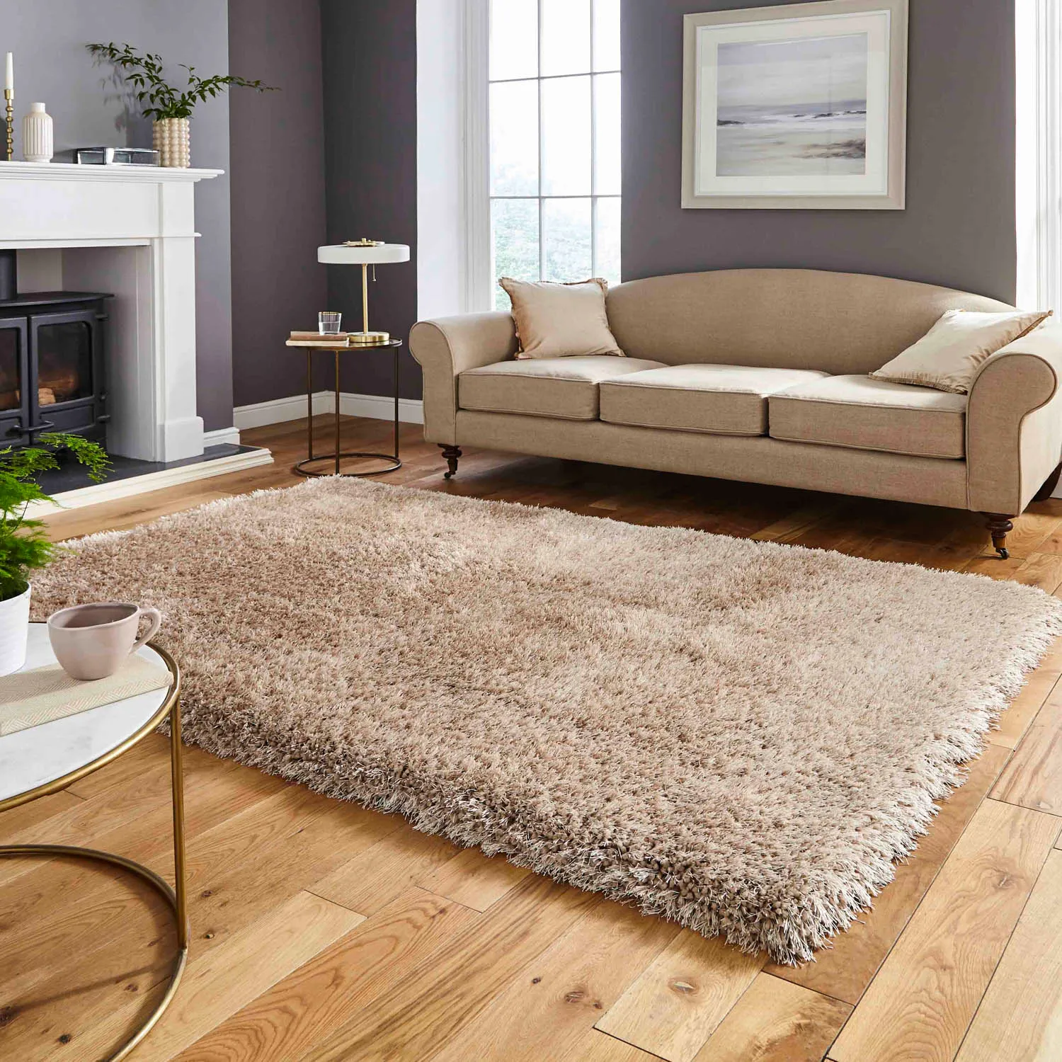 Shaggy Rug Hand-Tufted - Beige