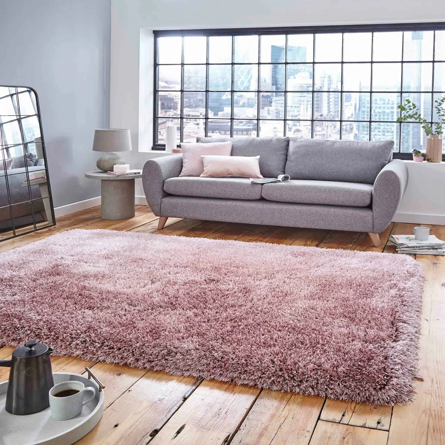 Shaggy Rug Hand-Tufted - Rose Pink