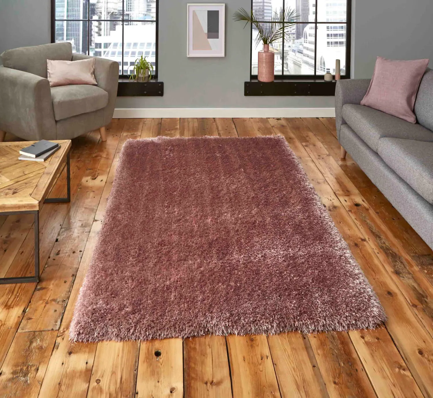 Shaggy Rug Hand-Tufted - Rose Pink image