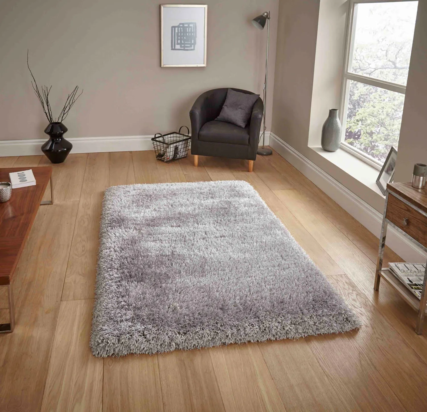 Shaggy Rug Hand-Tufted - Silver Grey image
