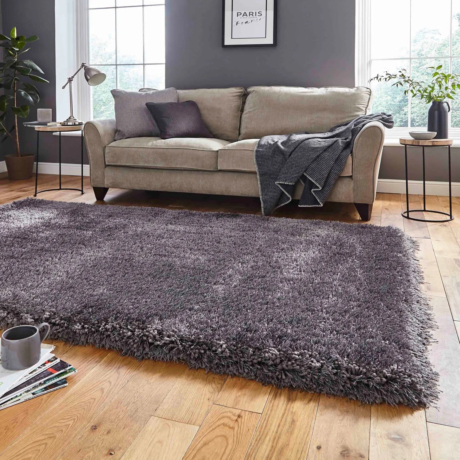 Shaggy Rug with 8cm Pile - Grey