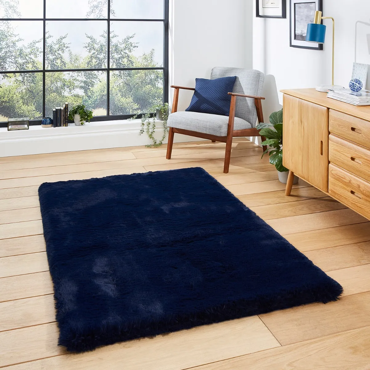 Shaggy Rug with Dense Pile - Navy Blue