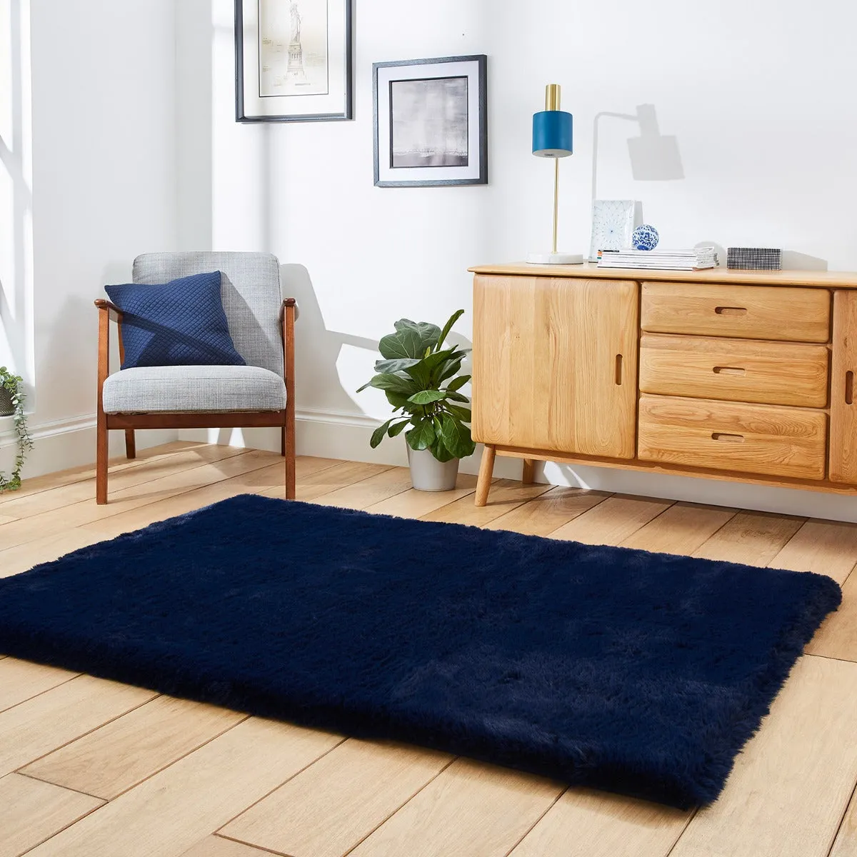 Shaggy Rug with Dense Pile - Navy Blue