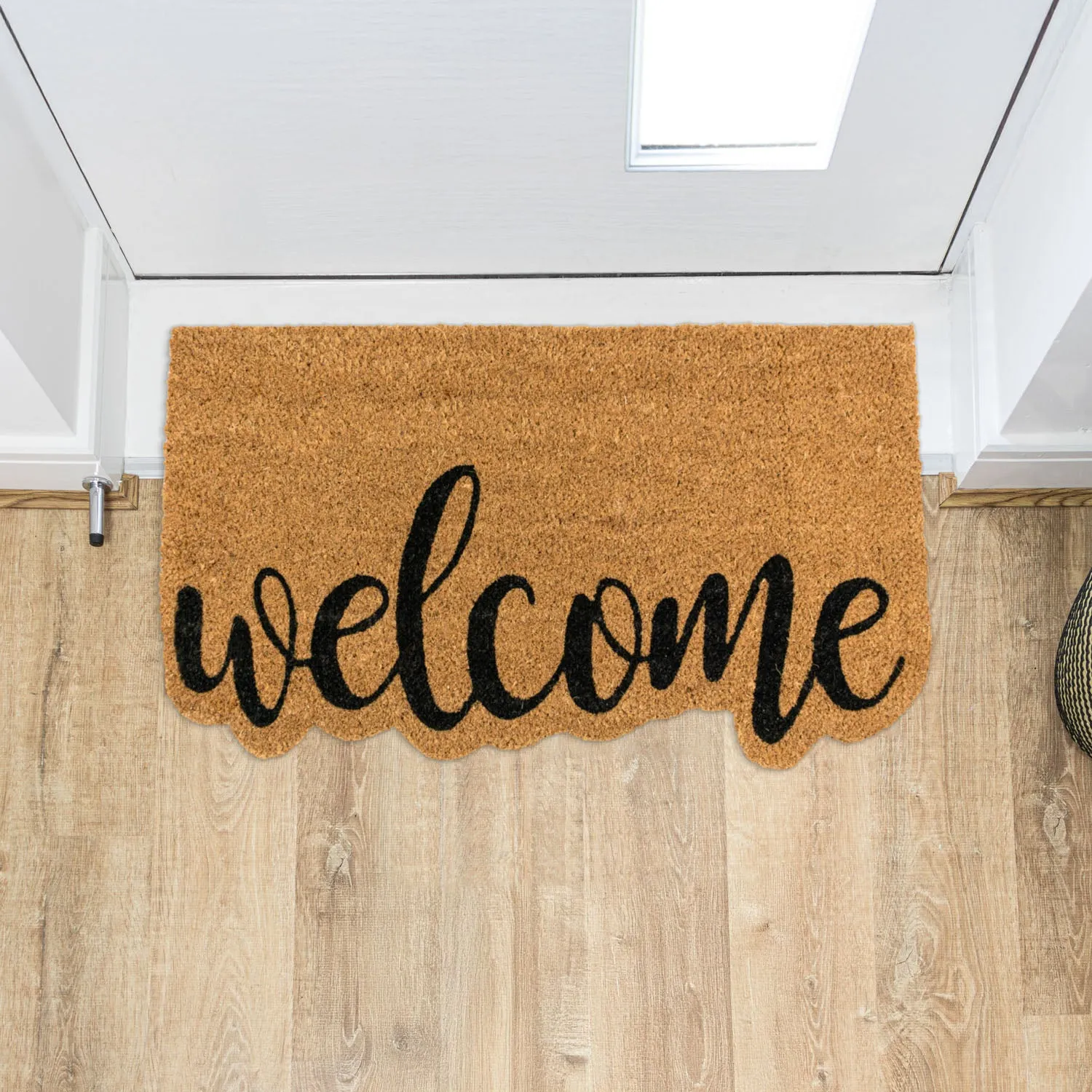 Shaped Welcome Latex Backed Coir Entrance Doormat - Brown product