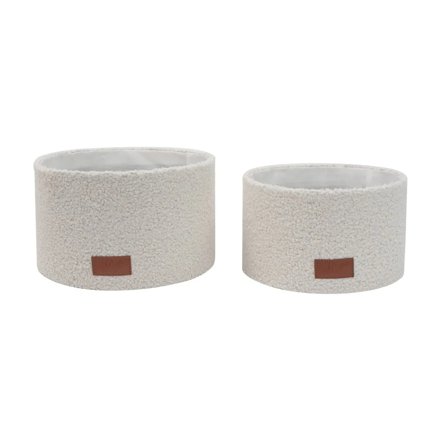 Shiro Set of 2 Round Storage Baskets with Lid - White, Boucle product