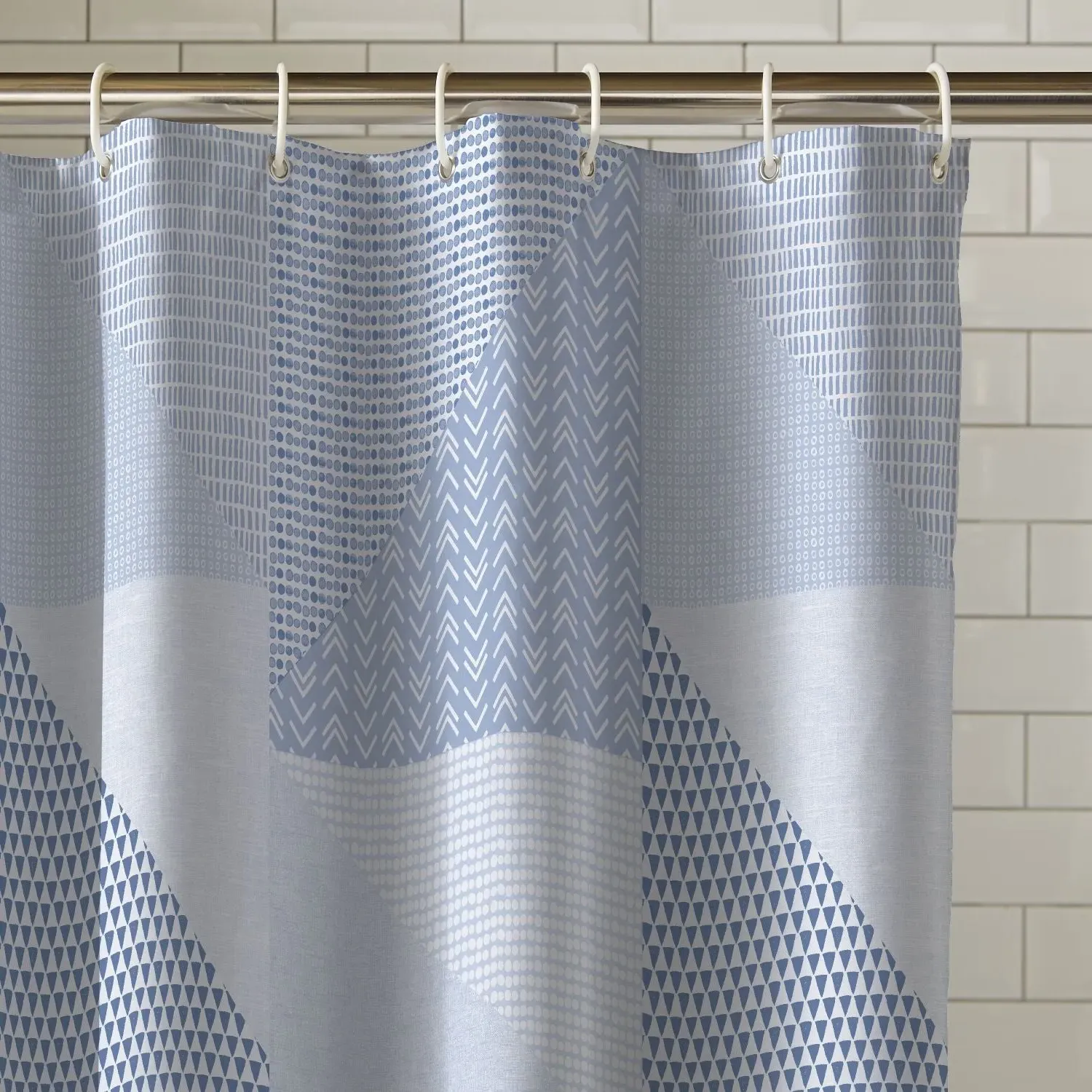 Shower Curtain Geometric - Blue image