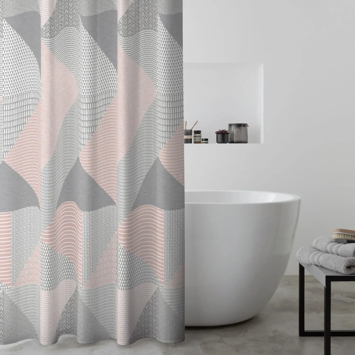 Shower Curtain Geometric - Pink