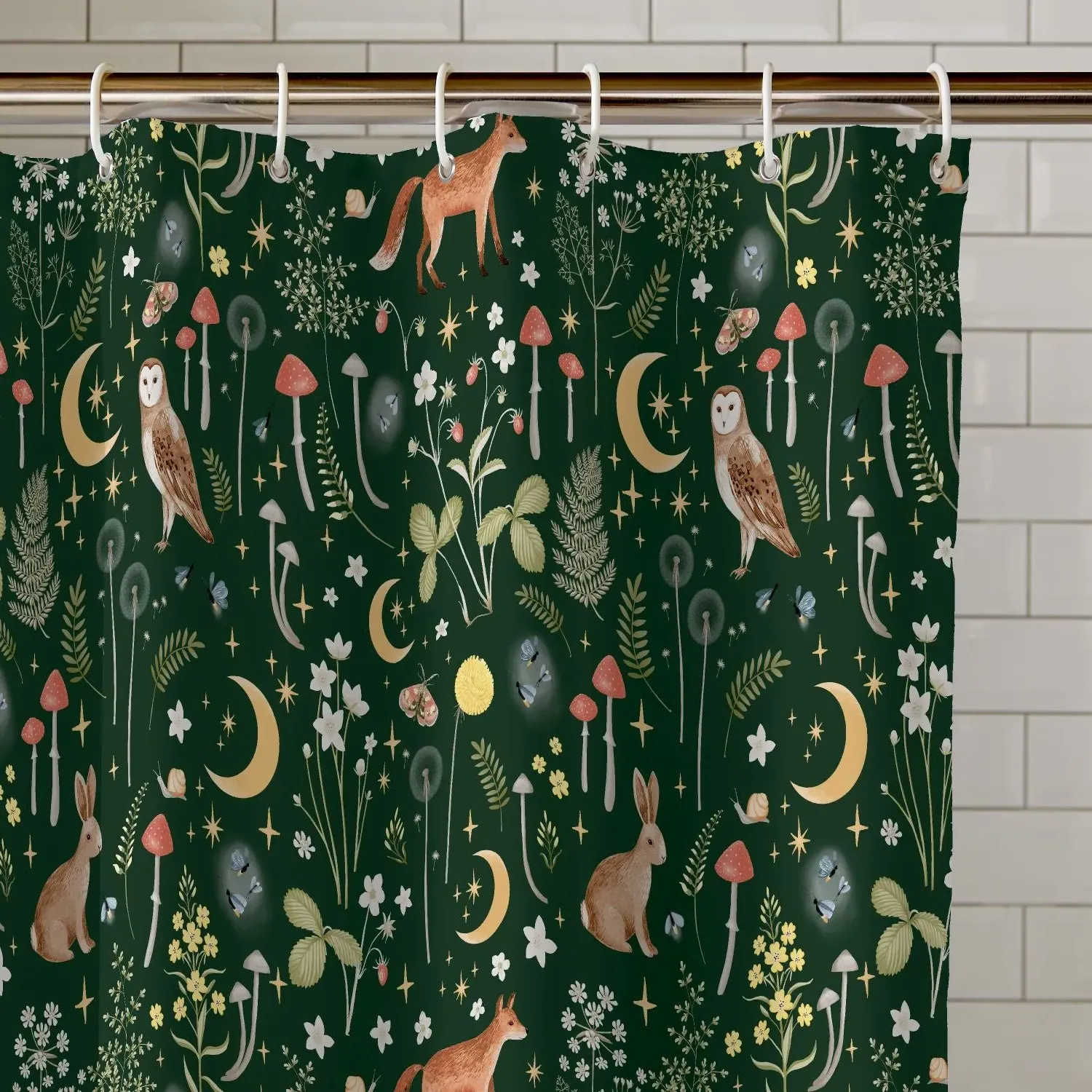 Shower Curtain with Animal Print - Green image