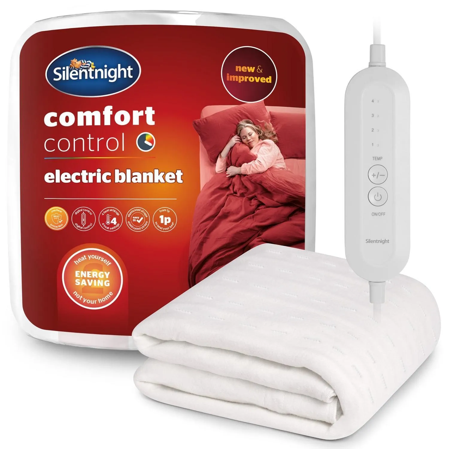 Silentnight Comfort Control King Size Electric Blanket - White, Polyester by Julian Charles