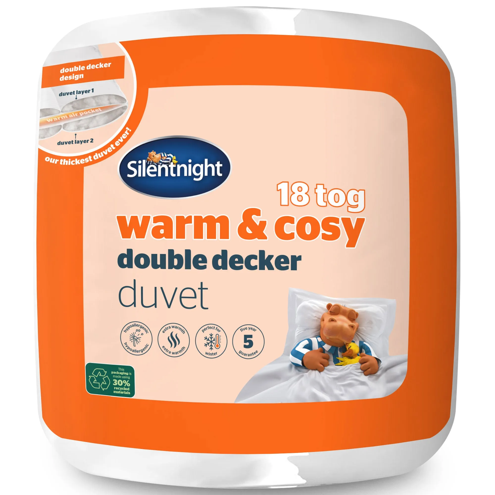 Silentnight Double Decker Single Duvet 18 Tog - White product